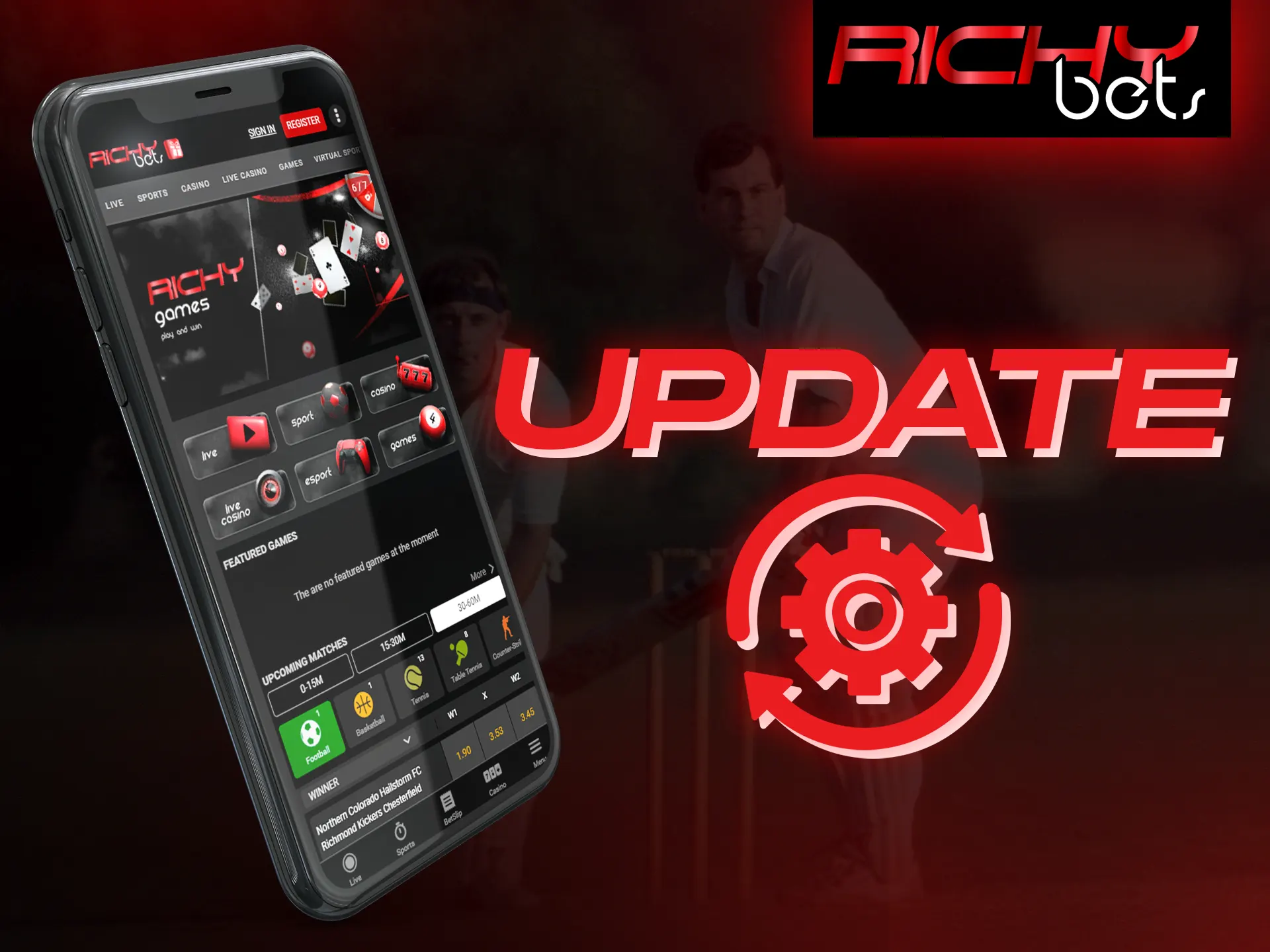 The Richybets app updates automatically after each start.