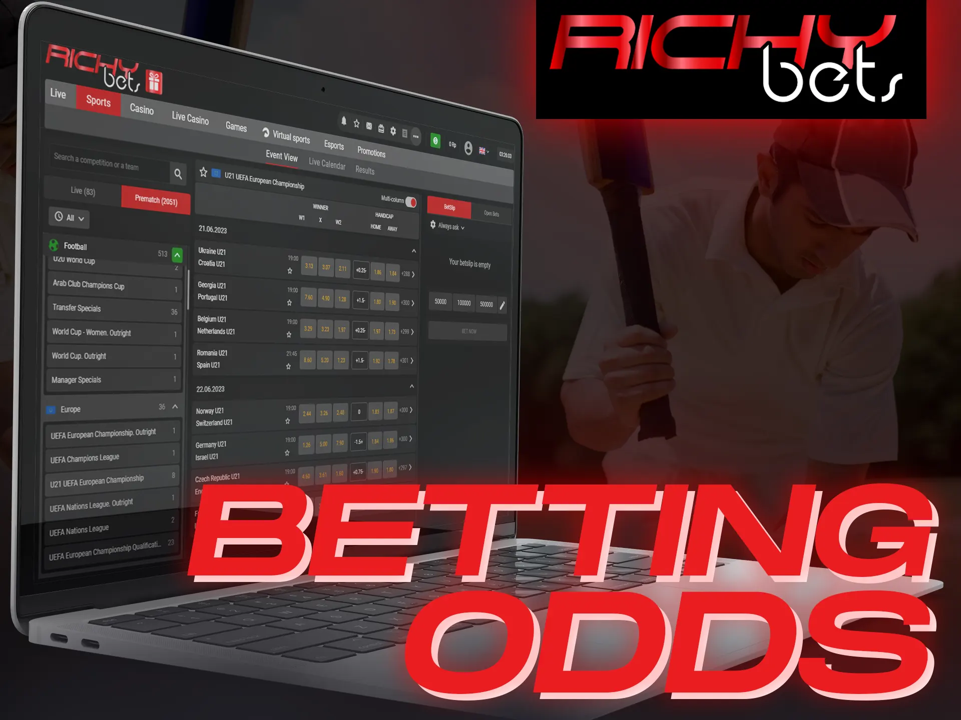 Calculate odds on the special Richybets page before making a new bet.