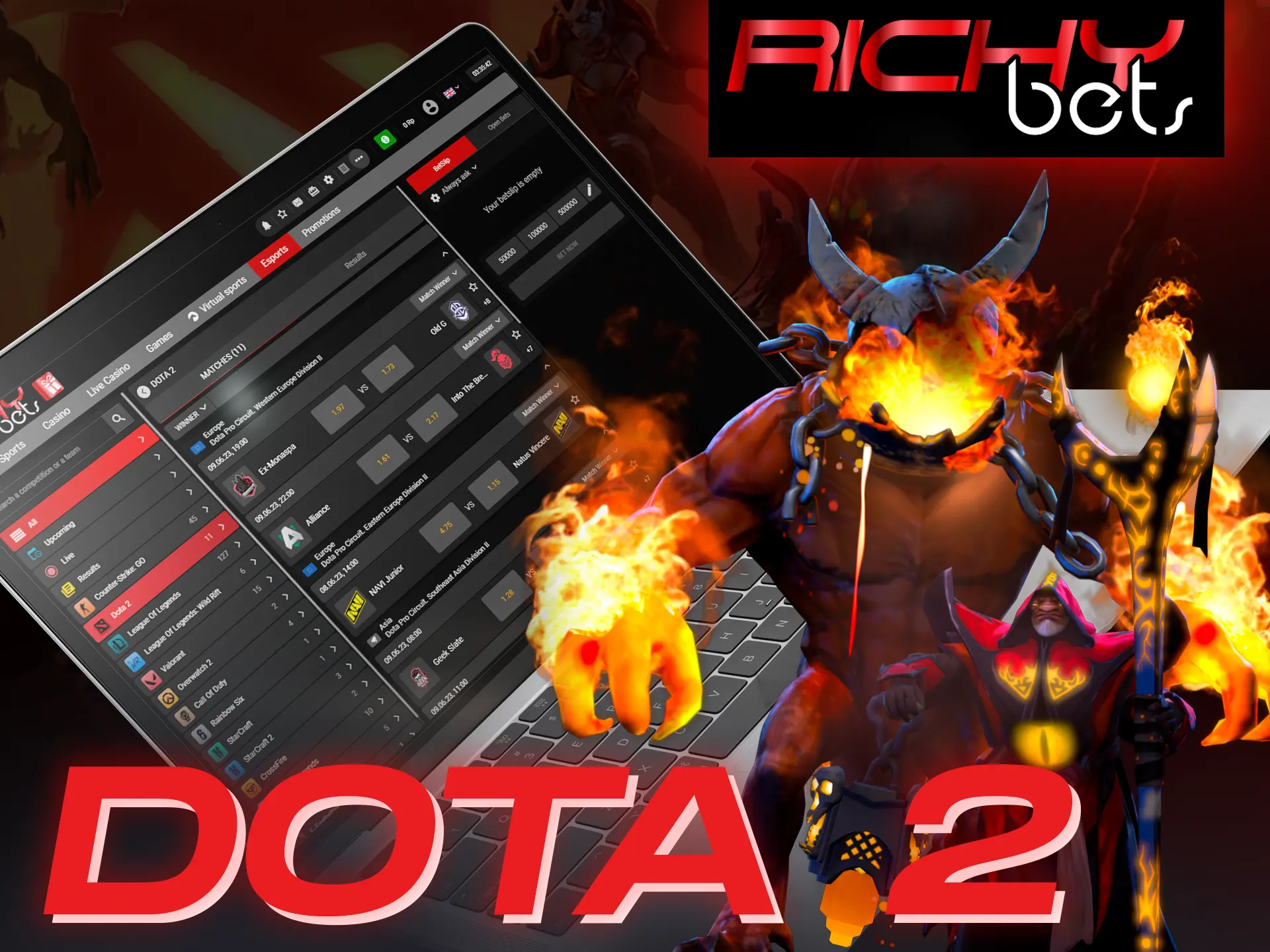 Bet on your favorite Dota 2 team and win money at the Richybets.