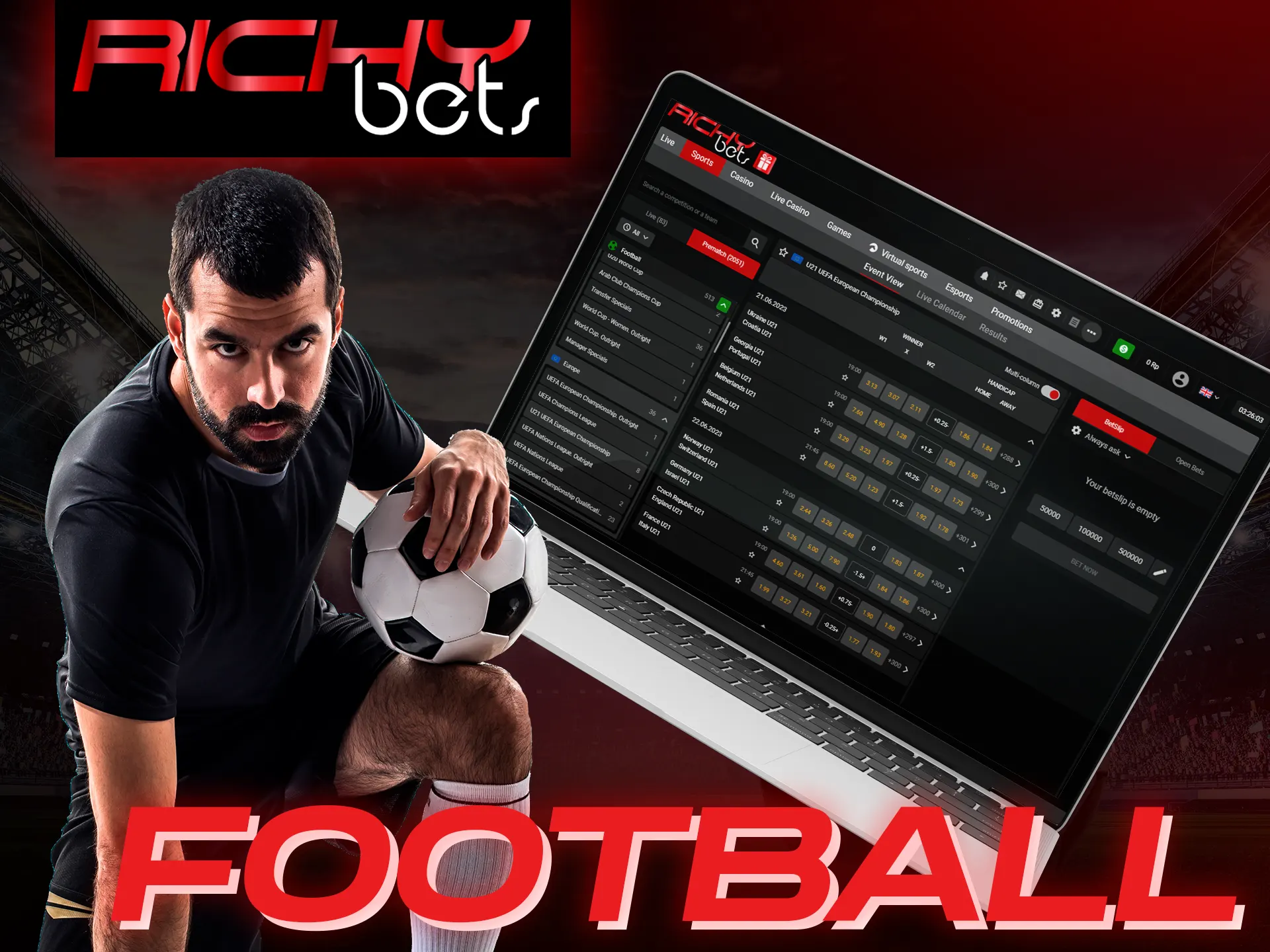 Bet on a legendary football players at the Richybets.