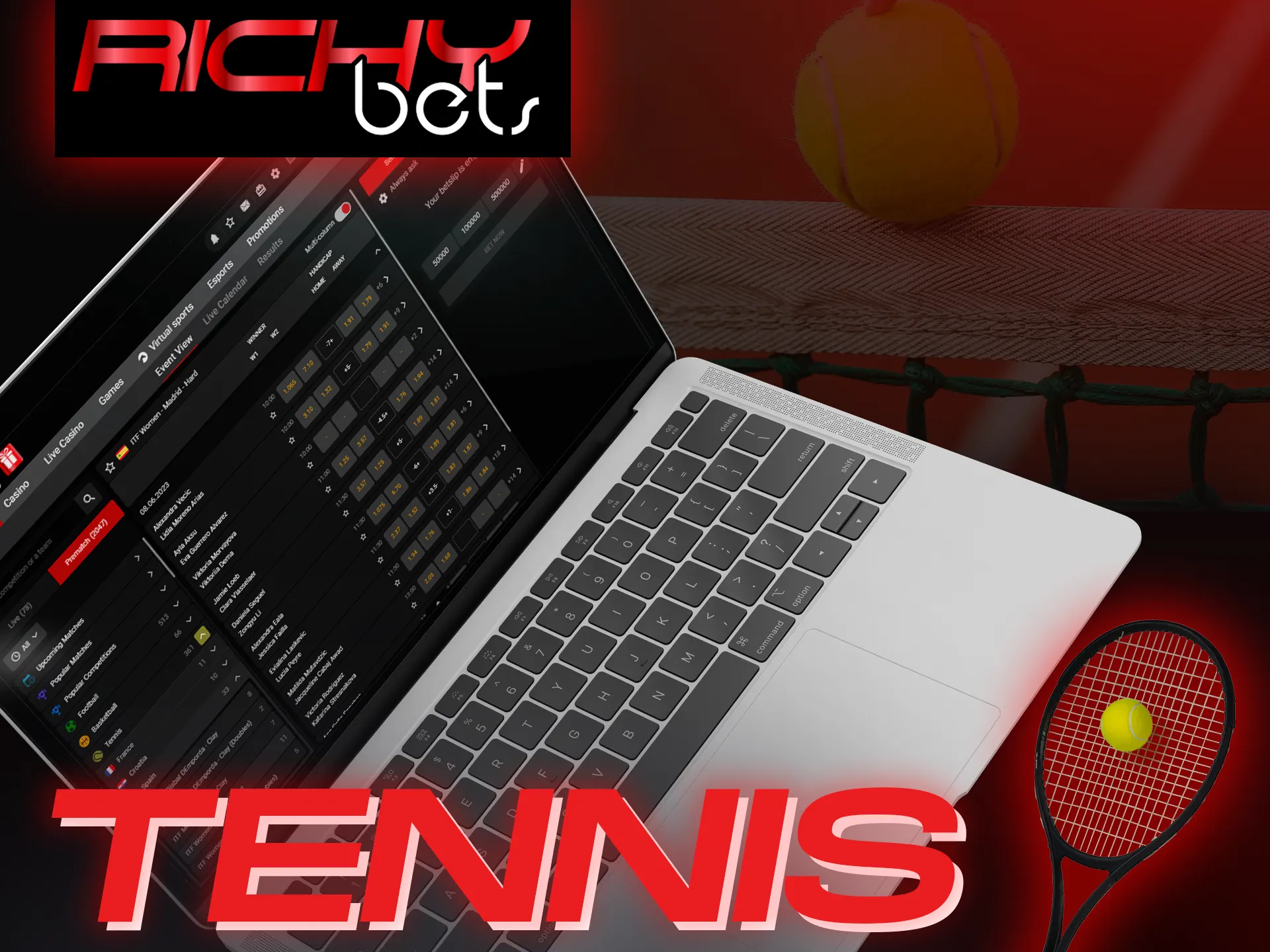 Bet on tennis games at the Richybets.
