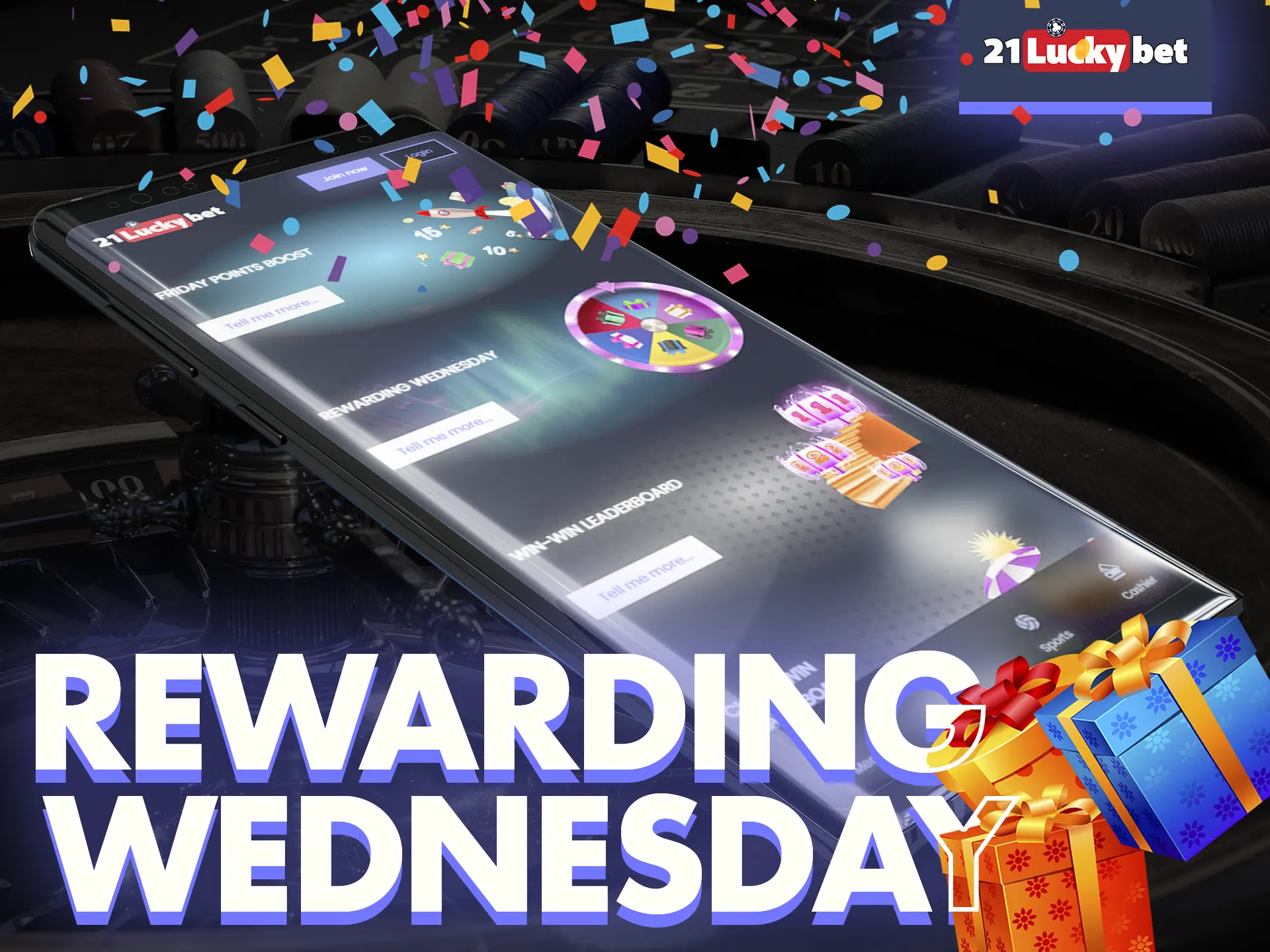Try the special Rewarding Wednesday bonus from 21luckybet app.