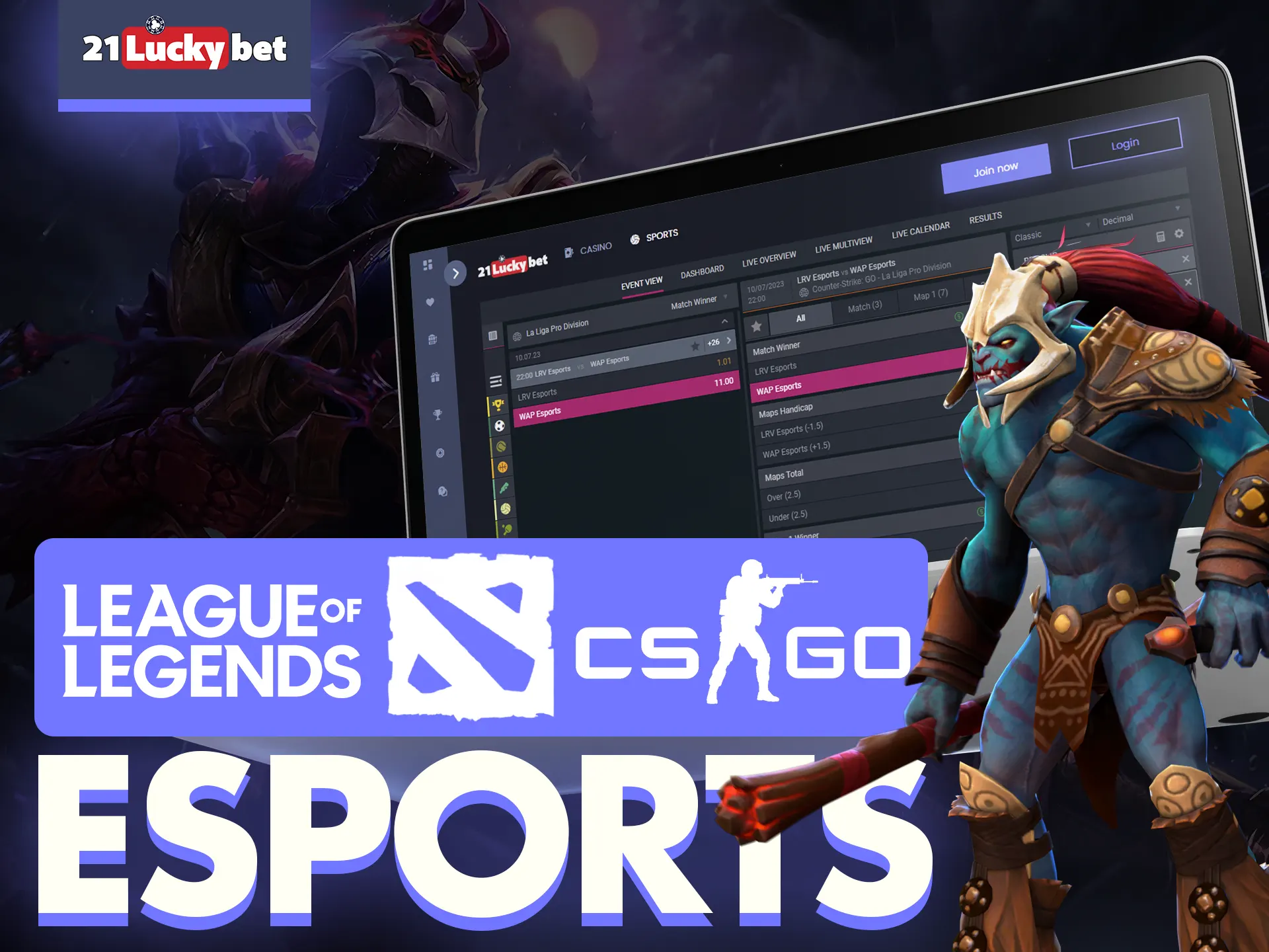 Place your bets on Esports with 21luckybet.