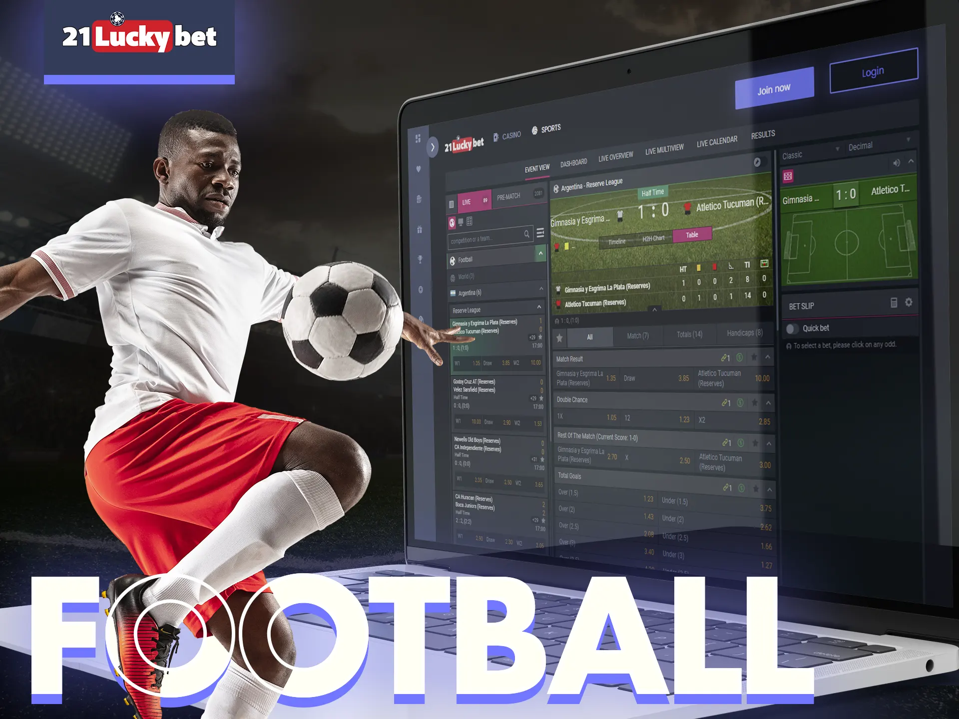 At 21luckybet football betting is available.