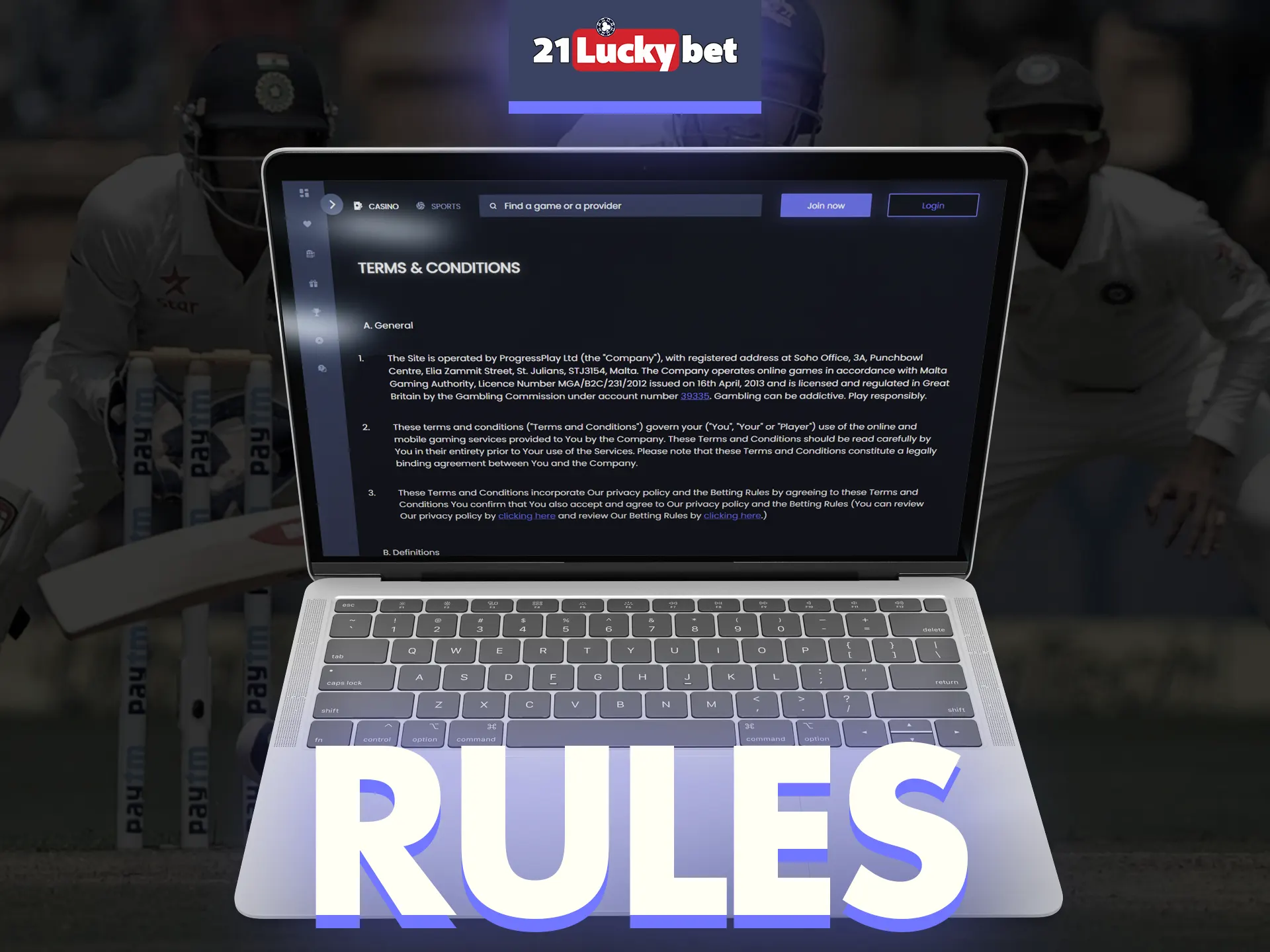 Read 21lucky Bet terms and rules.