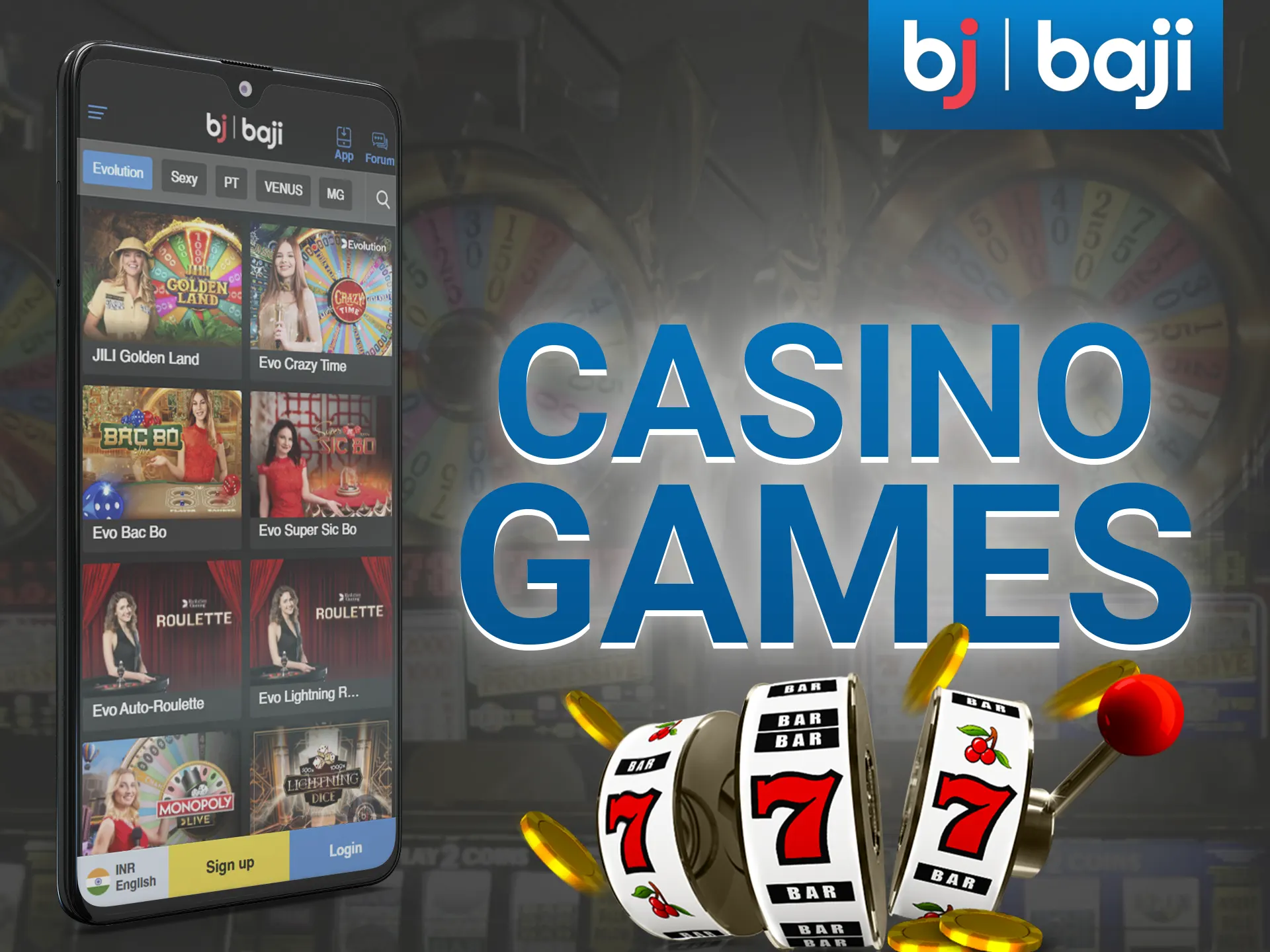 In Baji Live app, play a variety of casino games.