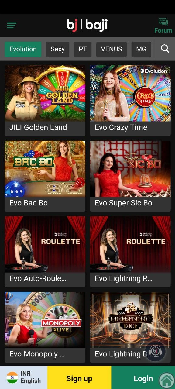 Play exciting games in the Baji Live app casino.