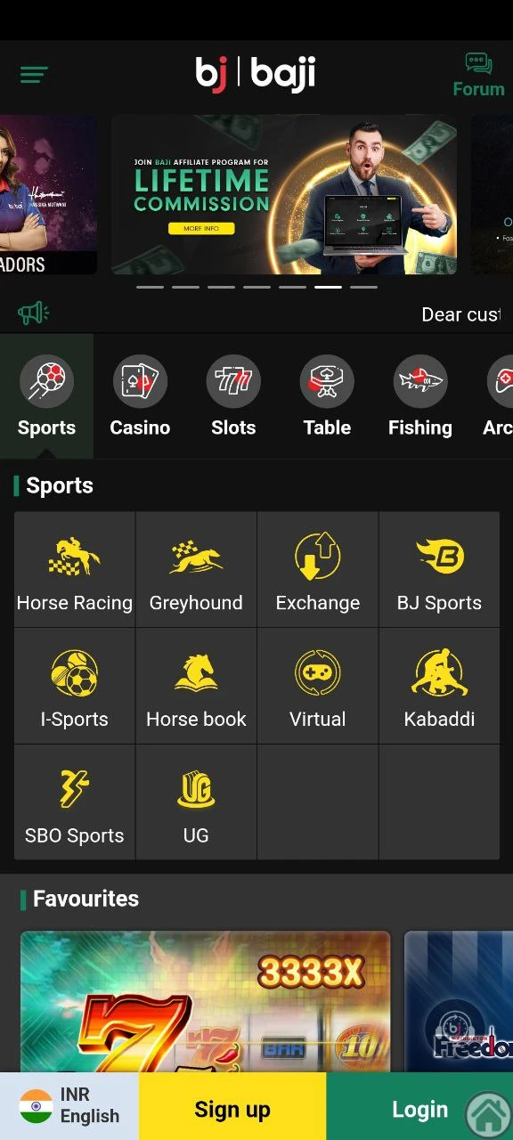 In the Baji Live app, bet on any kind of sports.