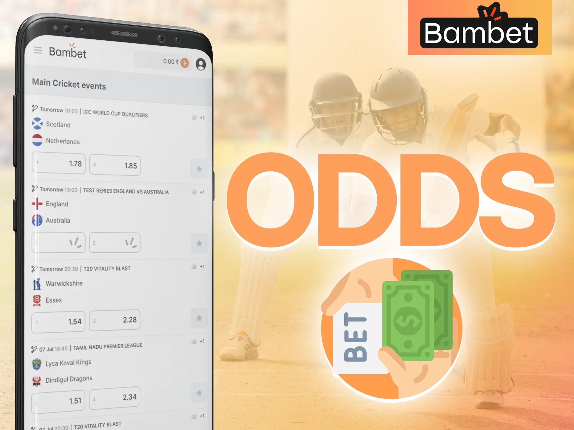 In the Bambet app you can count on great odds.