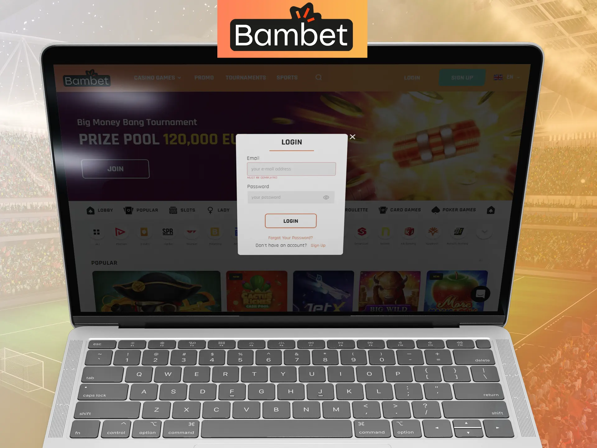 At Bambet, log into your account easily and play.