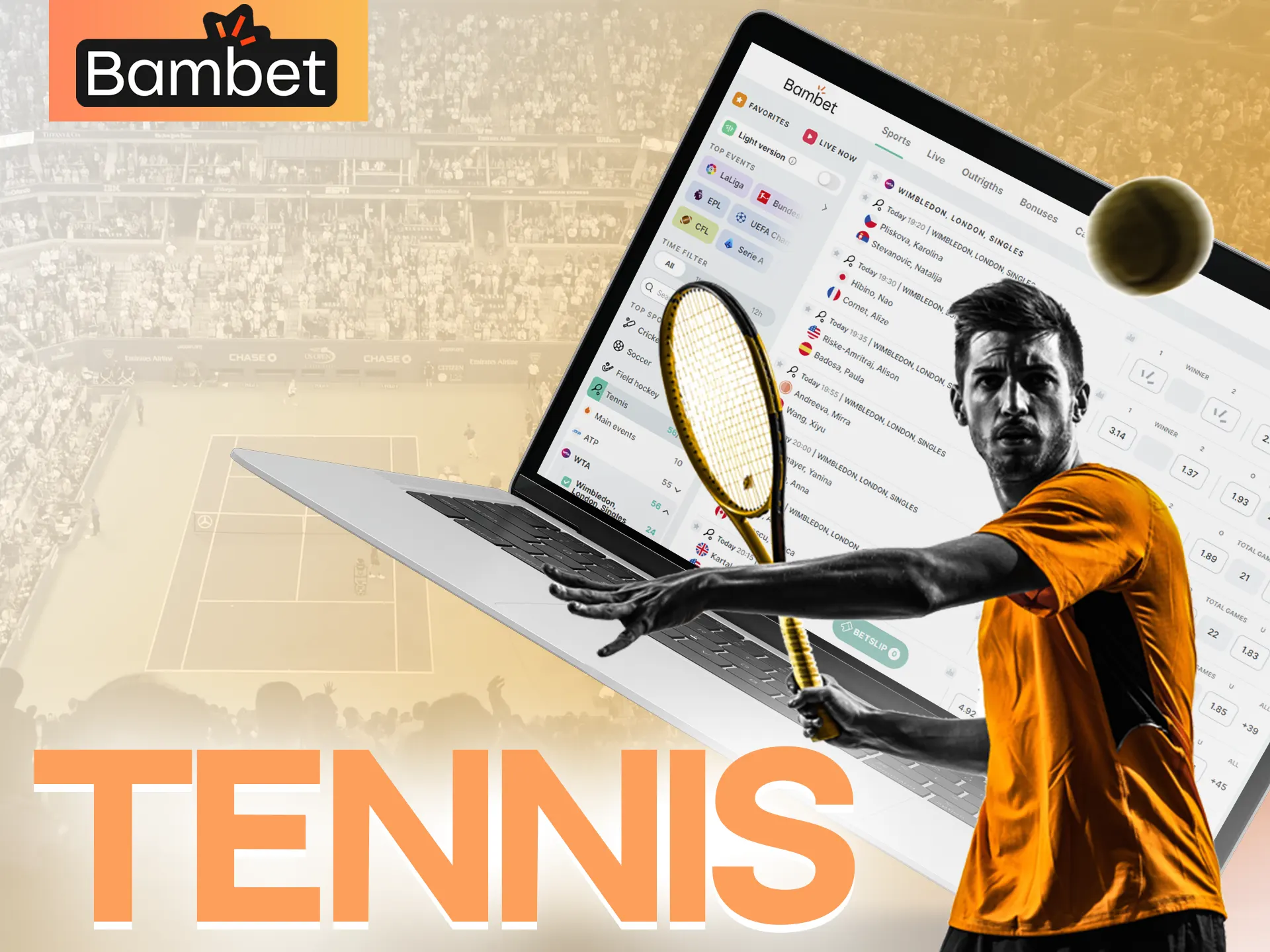 Place tennis bets at Bambet.