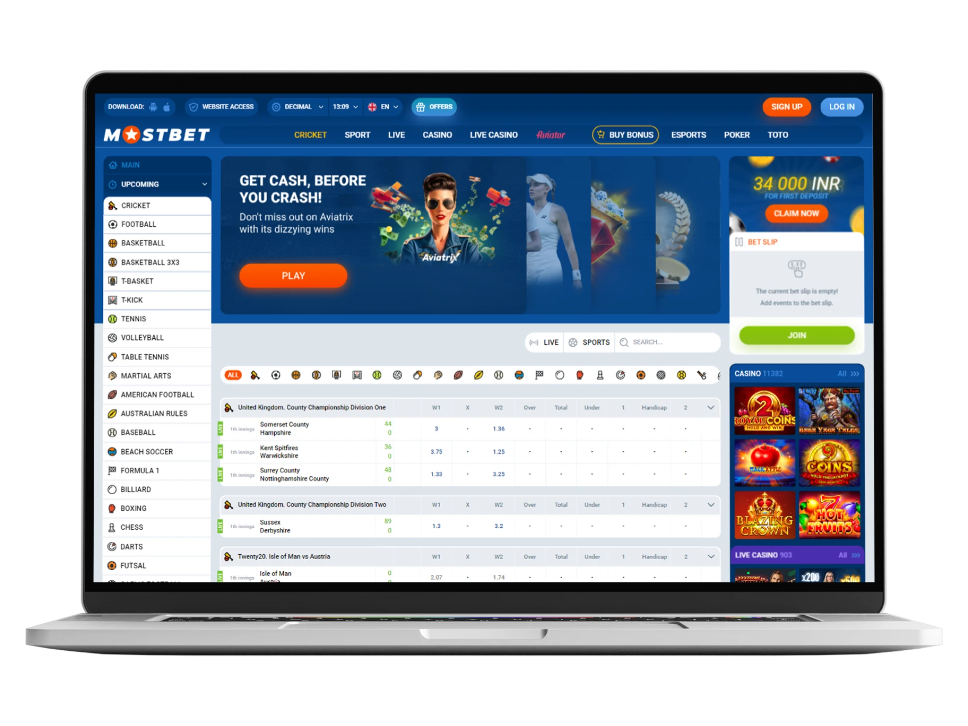 Mostbet's official website is popular in India.