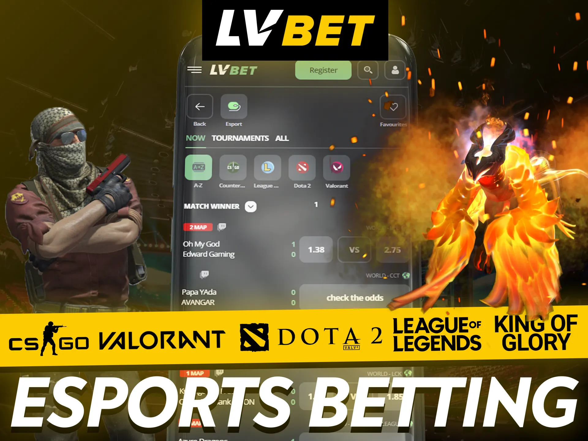 Bet on esports in the LV Bet app.
