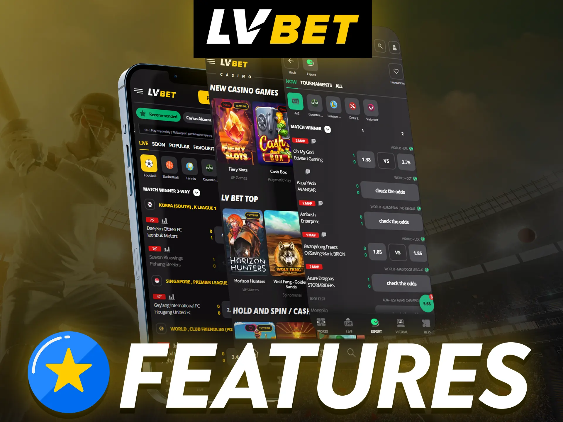 The LV Bet app has many handy and useful features.