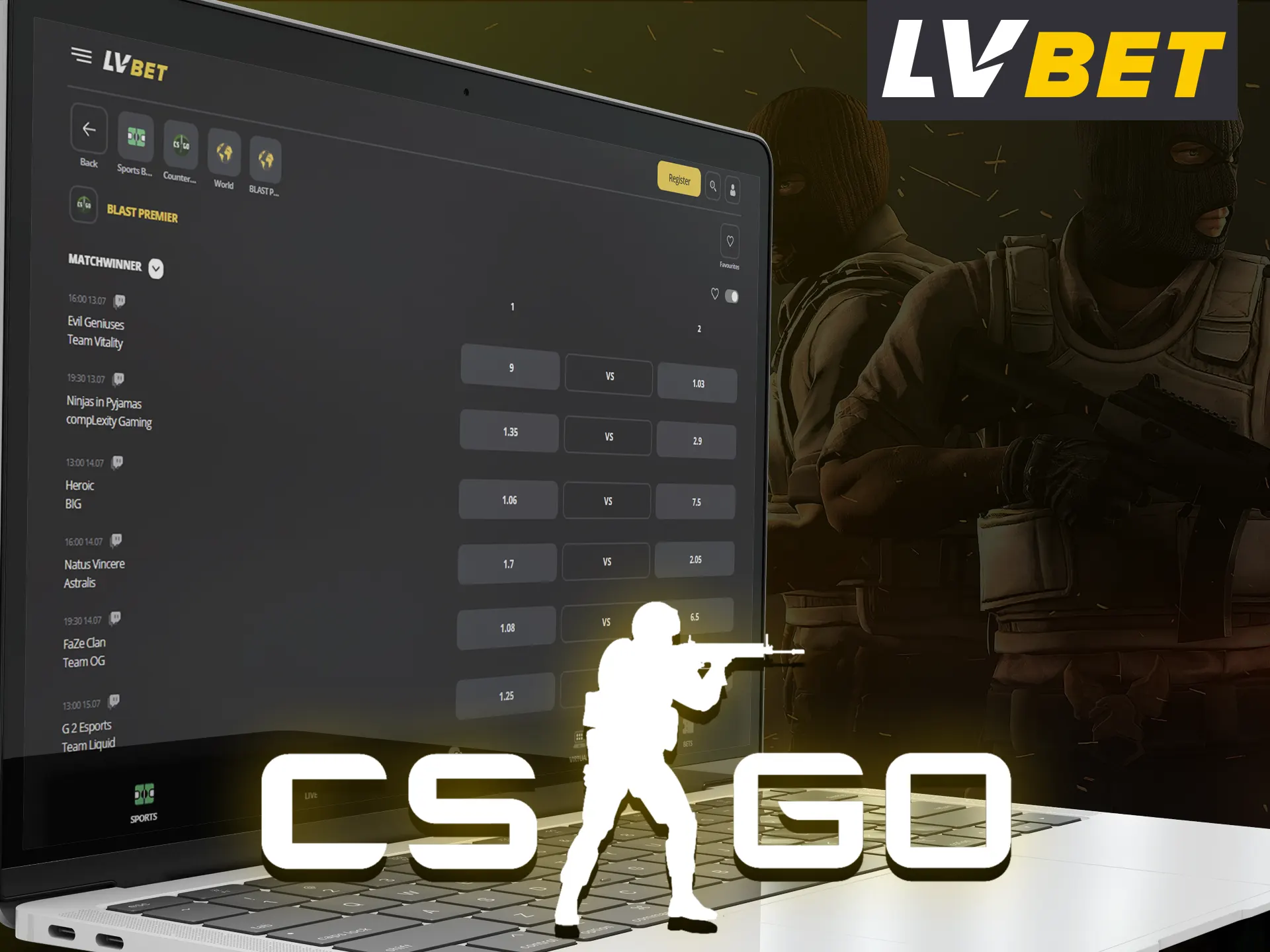 Place your bets on CS:GO with LV Bet.