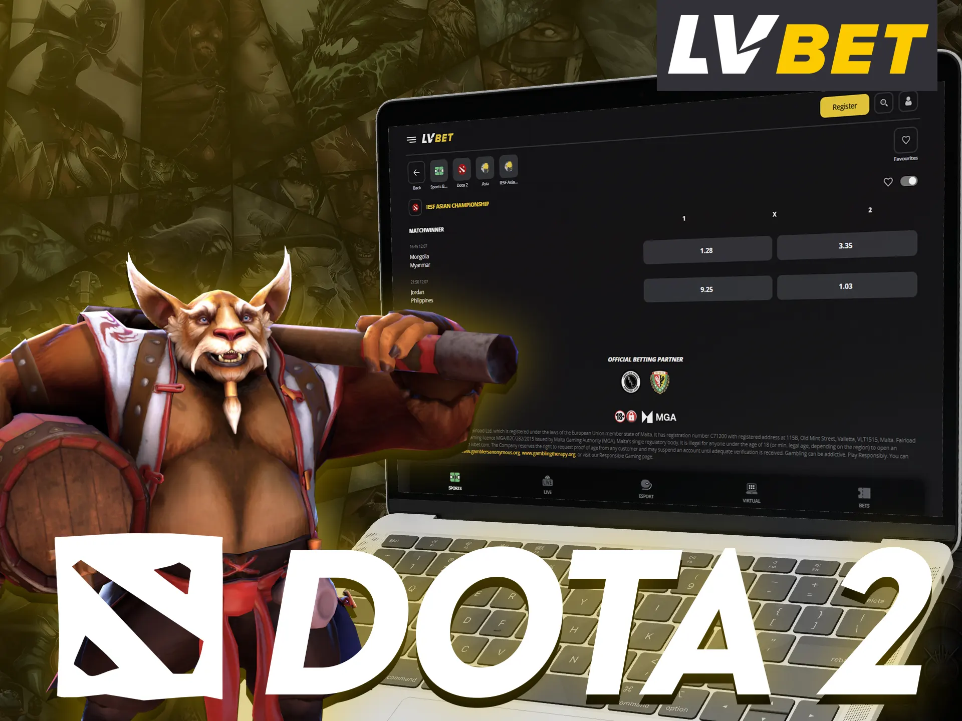 Place your bets on Dota 2 at LV Bet.