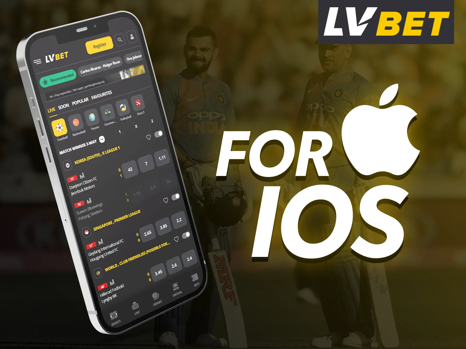 With LV Bet you can place bets on your iOS phone using the special app.