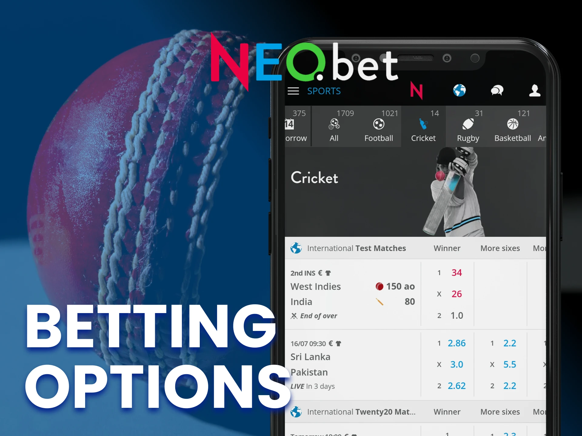 Try all the options for sports betting on the NEO.bet app.