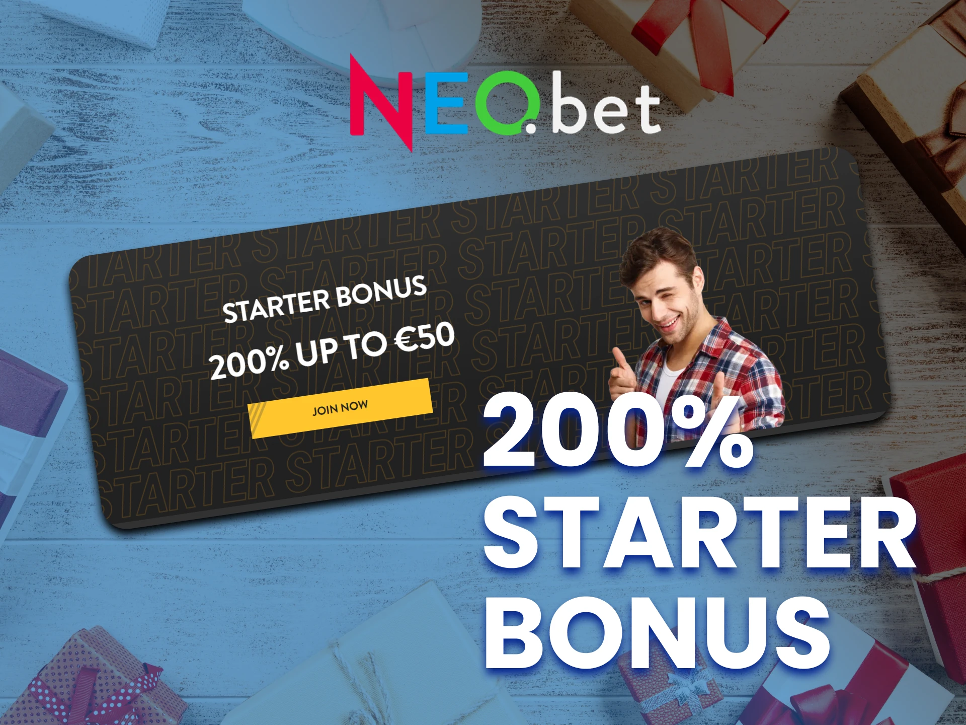 NEO.bet app offers its players the best starter bonus.