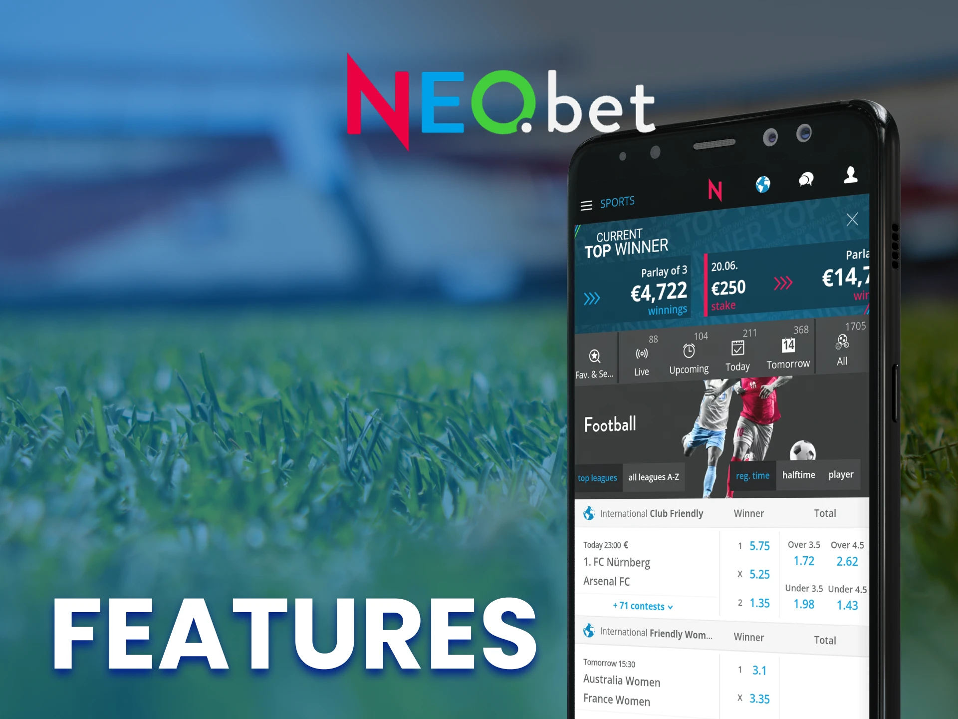 The NEO.bet app has many handy and useful features.