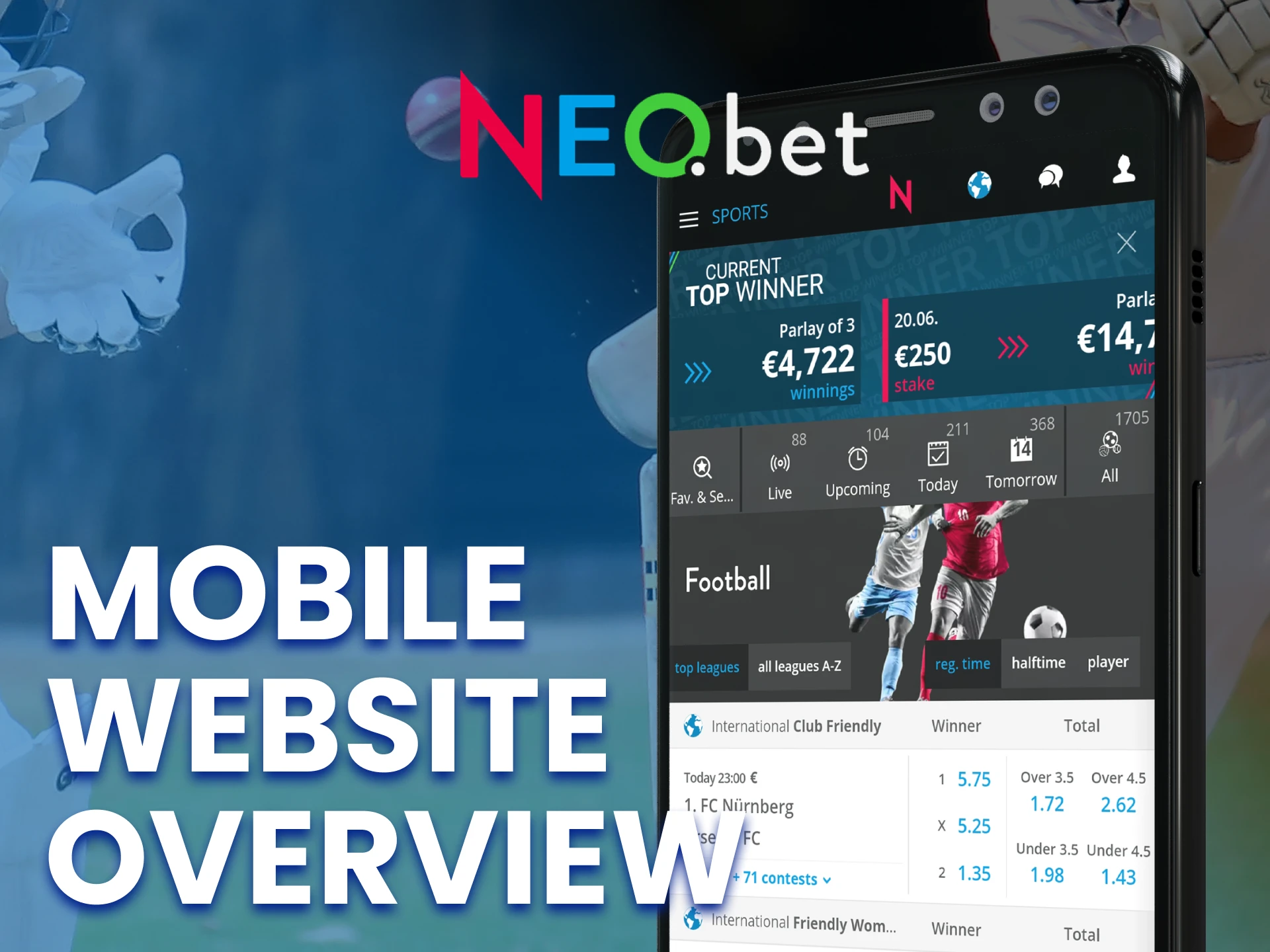 The NEO.bet has a handy mobile version of the site.