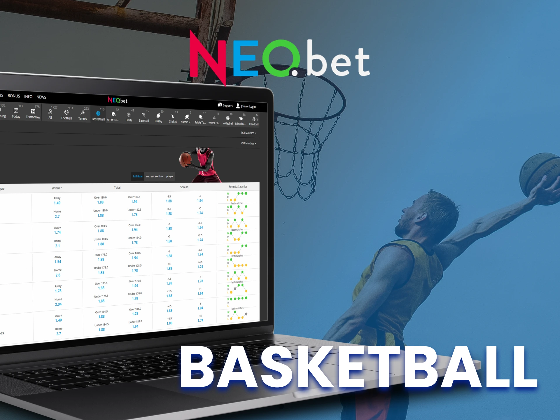 Bet on basketball with NEO.bet.