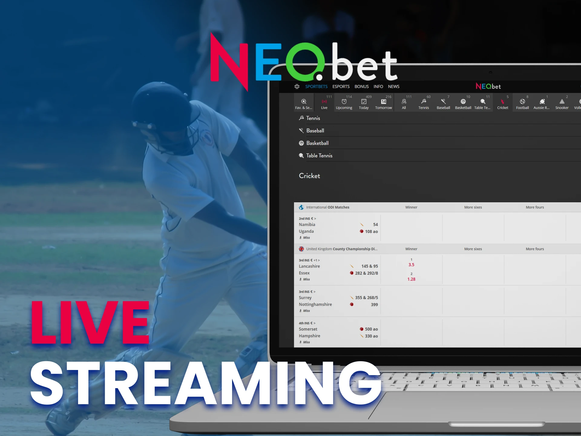 Watch match streaming with NEO.bet.