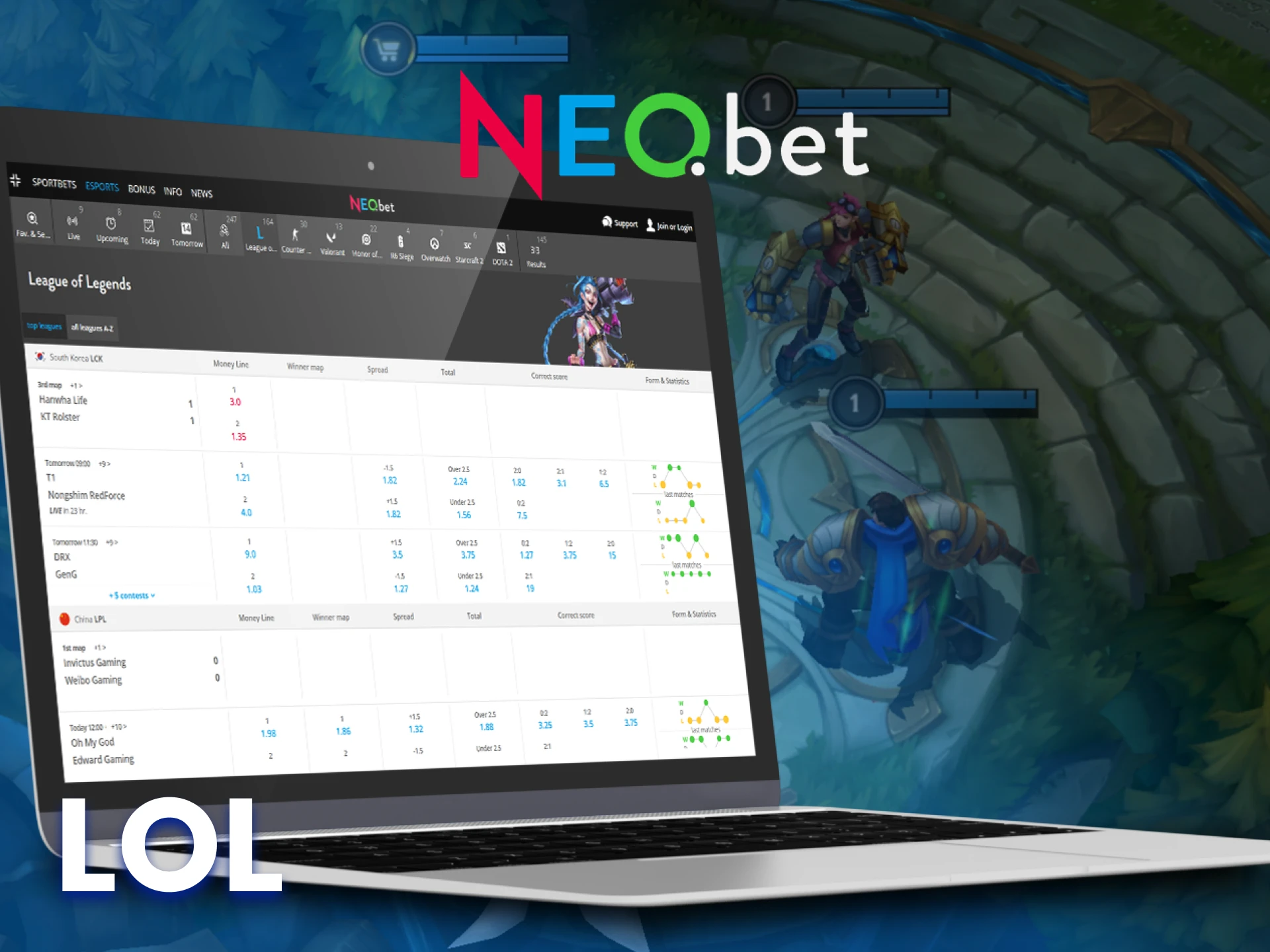 Place your bet on the League of Legends tournament at NEO.bet.