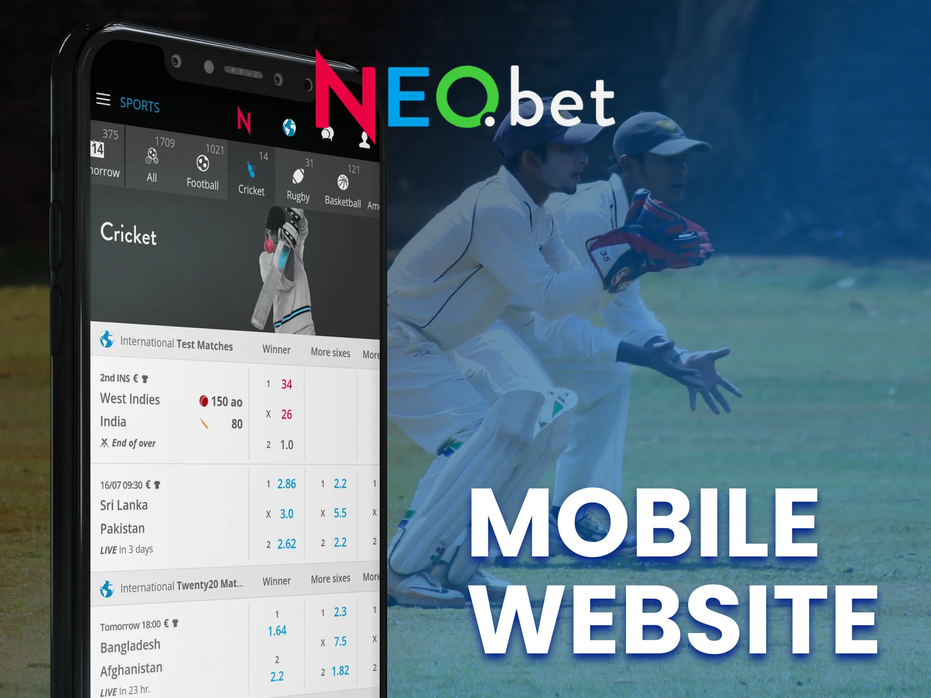 Play casino and sports betting with NEO.bet via the mobile version of the website.