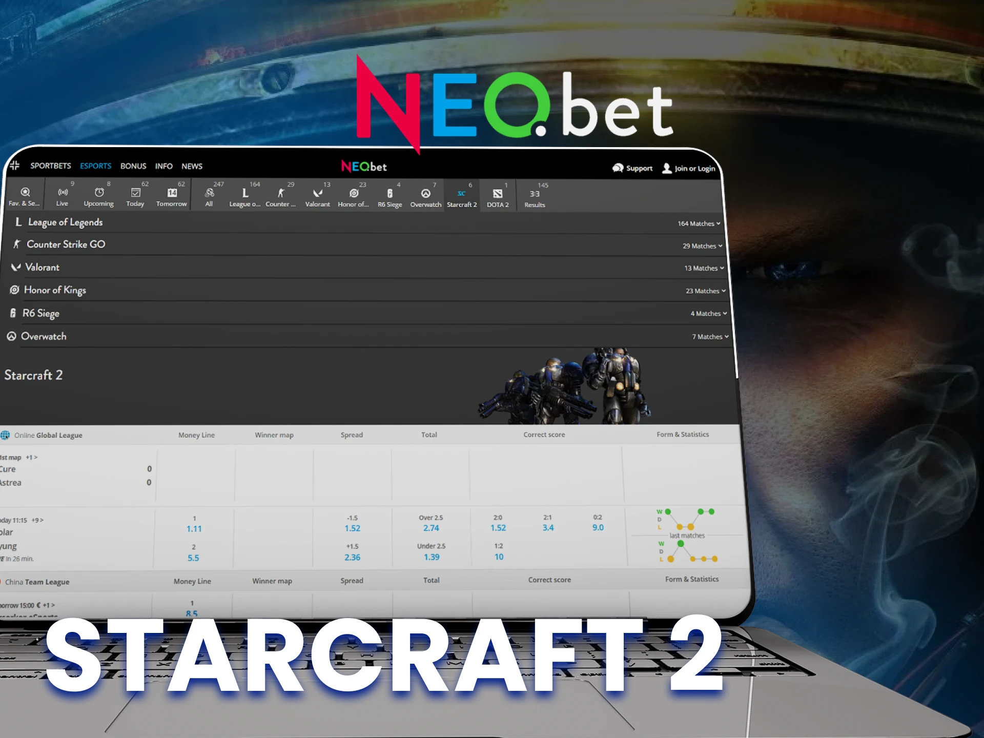 If you're a Starcraft 2 fan, bet on your favorite team winning at NEO.bet.