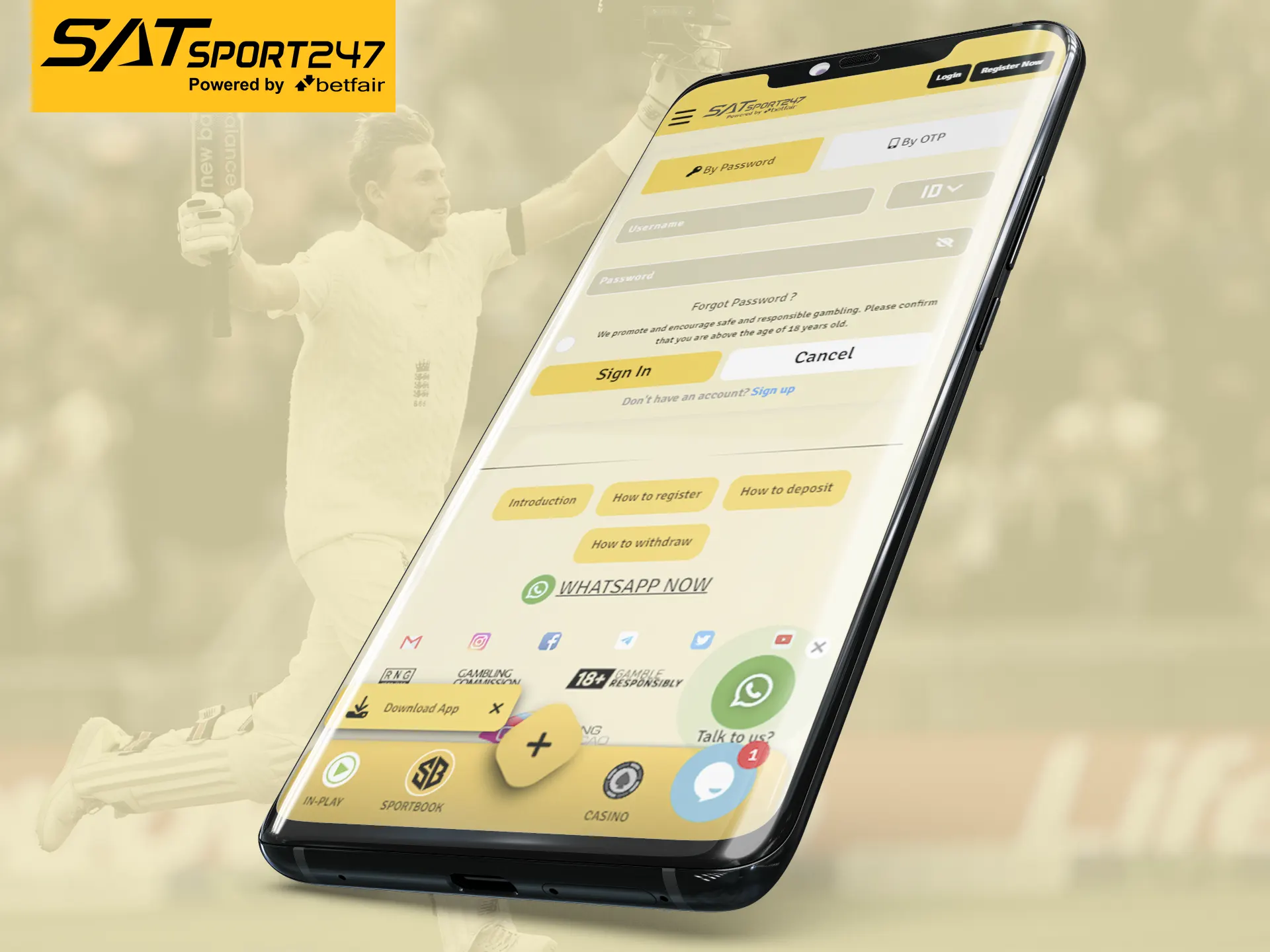 Log in to your account on the Satsport247 app.