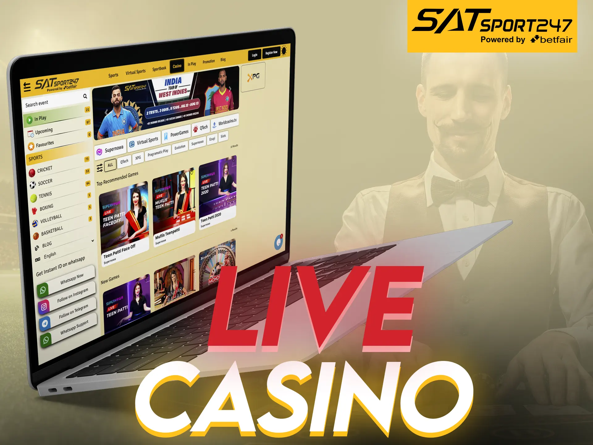 Satsport247 offers to play with dealers in the live casino.