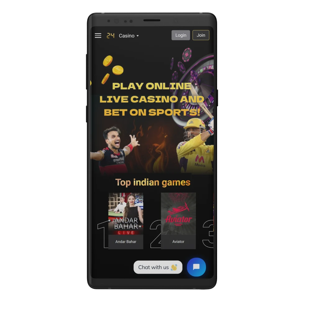 With the 24Betting app, play casino games and bet anywhere.