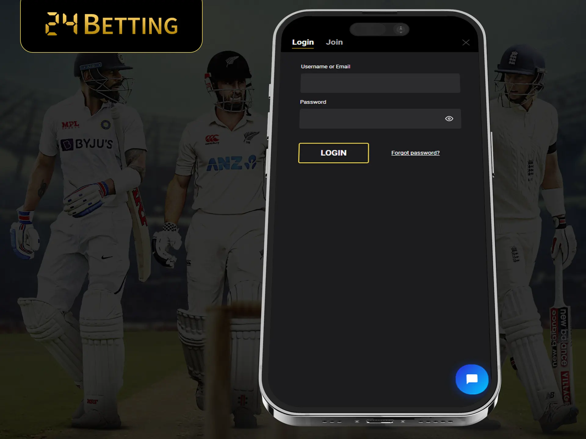 Log in to your account on the 24Betting app.