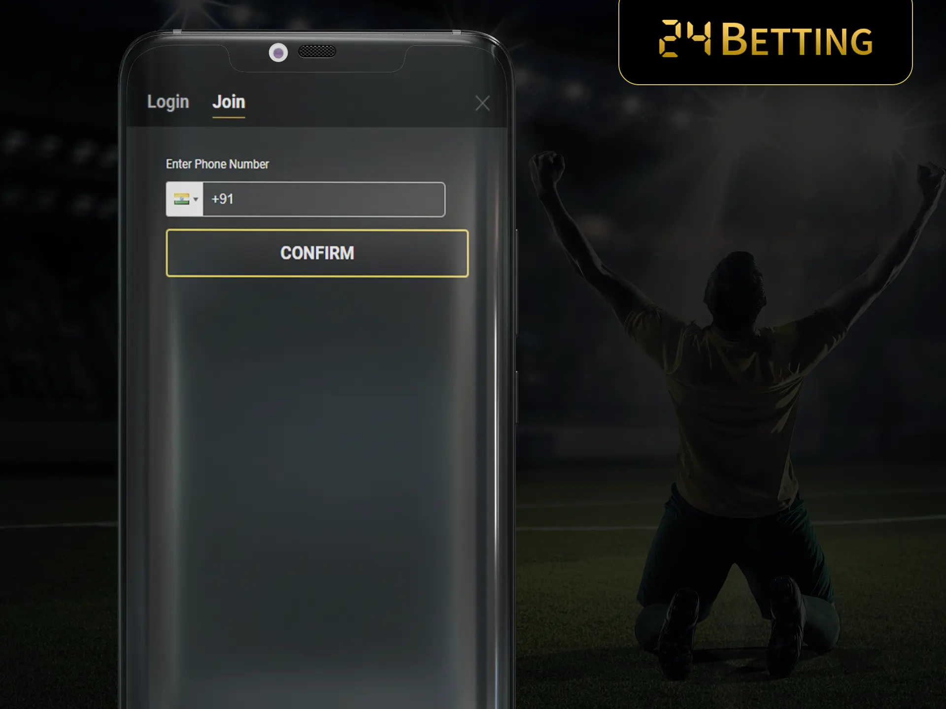 Complete a simple registration in the 24Betting app.