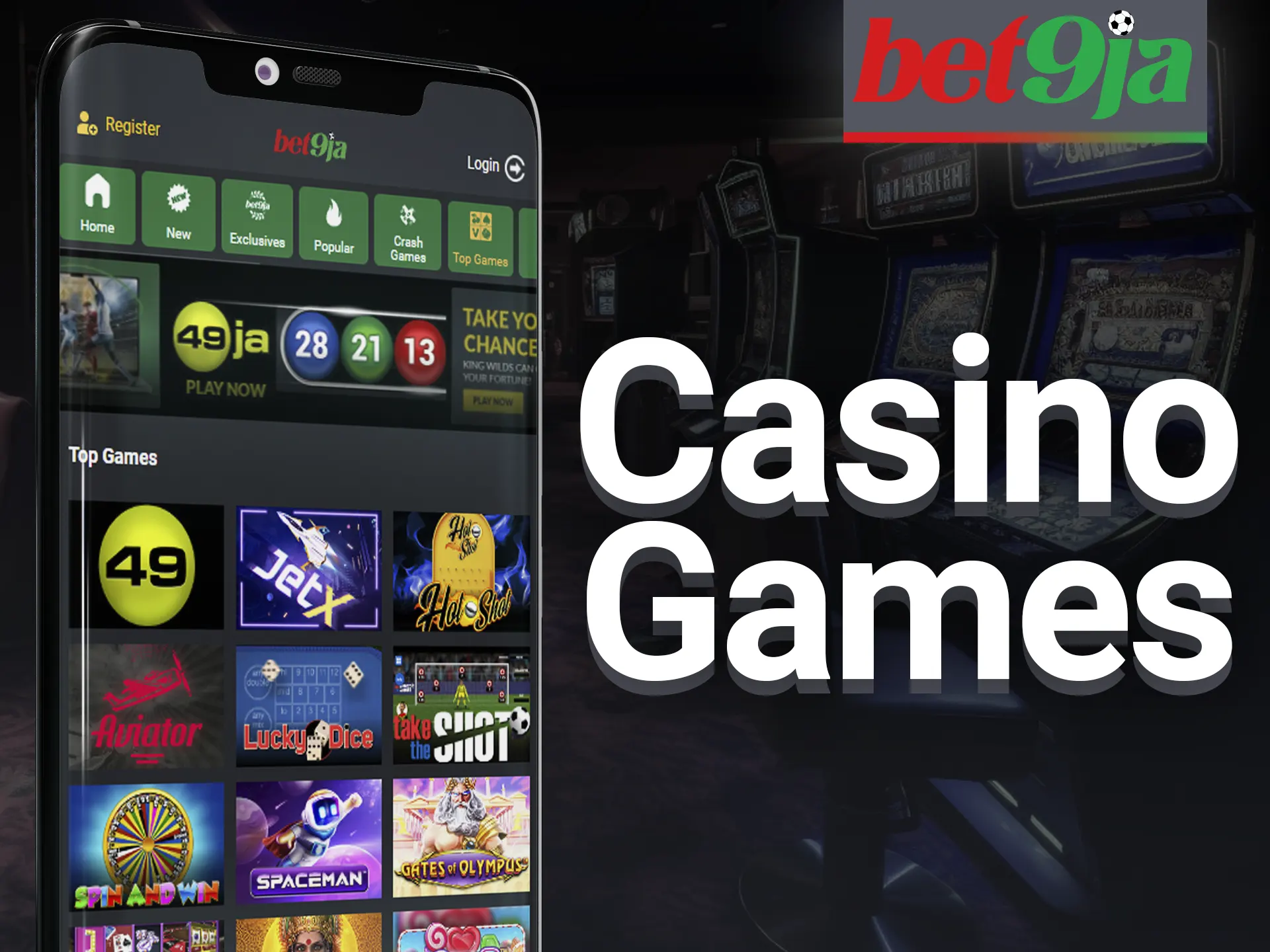 At Bet9ja app play the best casino games.