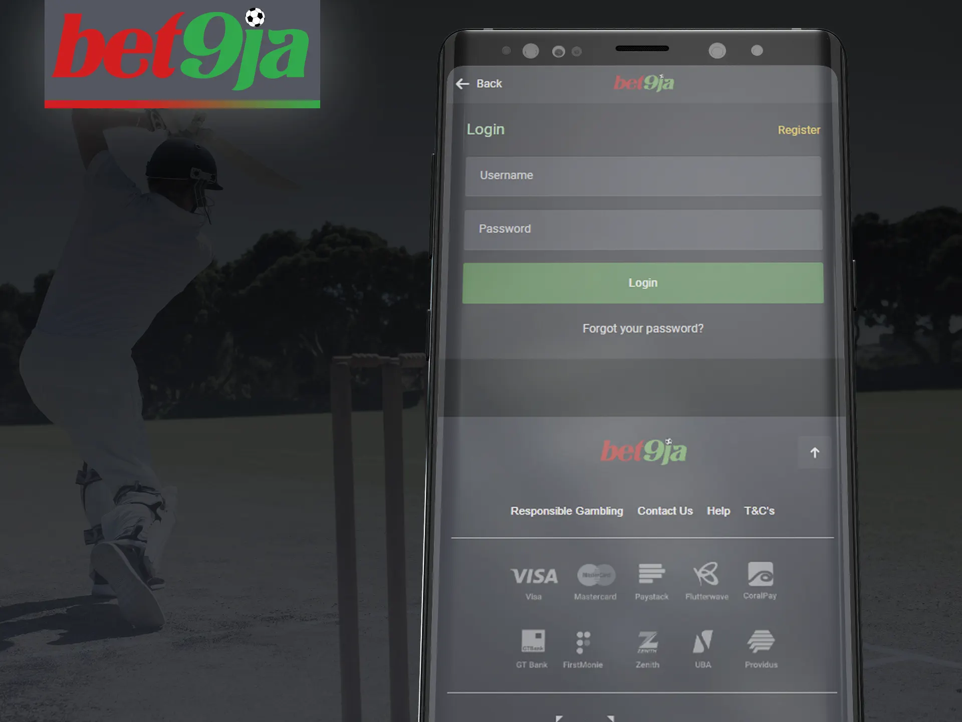 Log in to your account on the Bet9ja app.