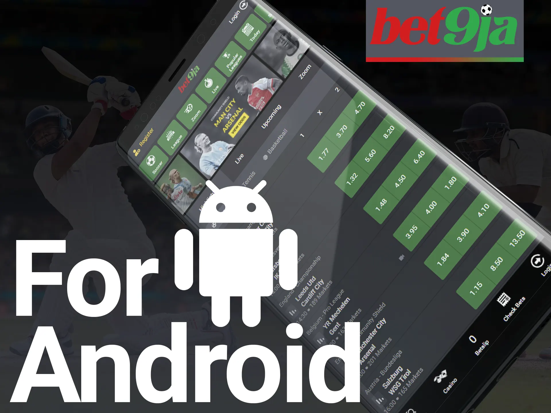 Place bets at bet9ja on your Android phone.