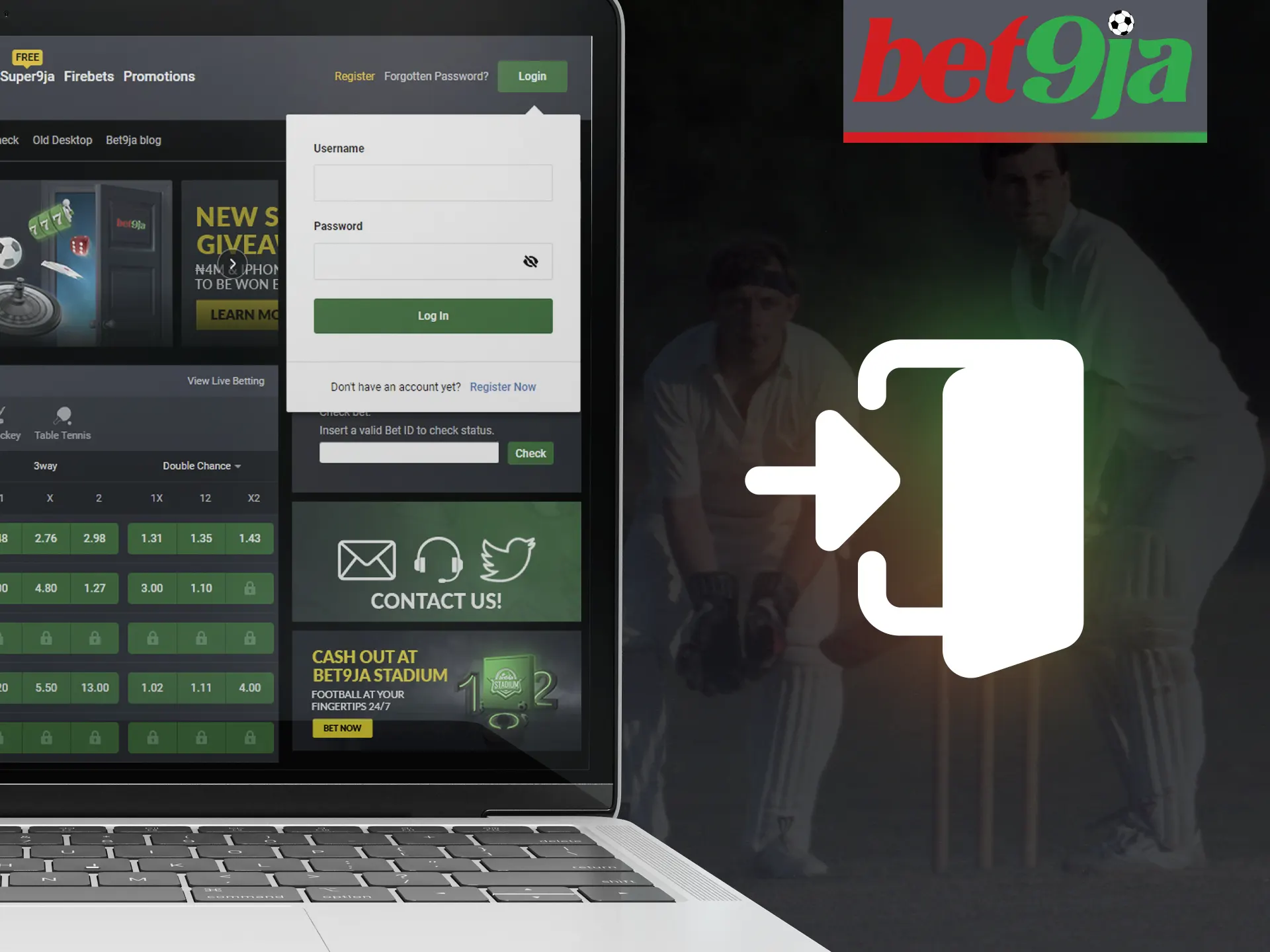Be sure to log in to your bet9ja account.