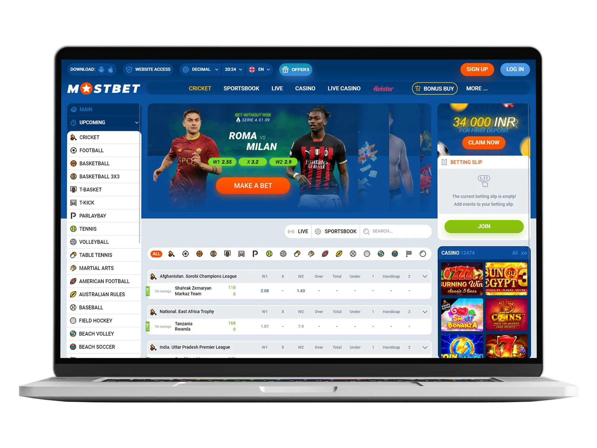 At Mostbet you will find all live betting opportunities on cricket tournaments and matches.