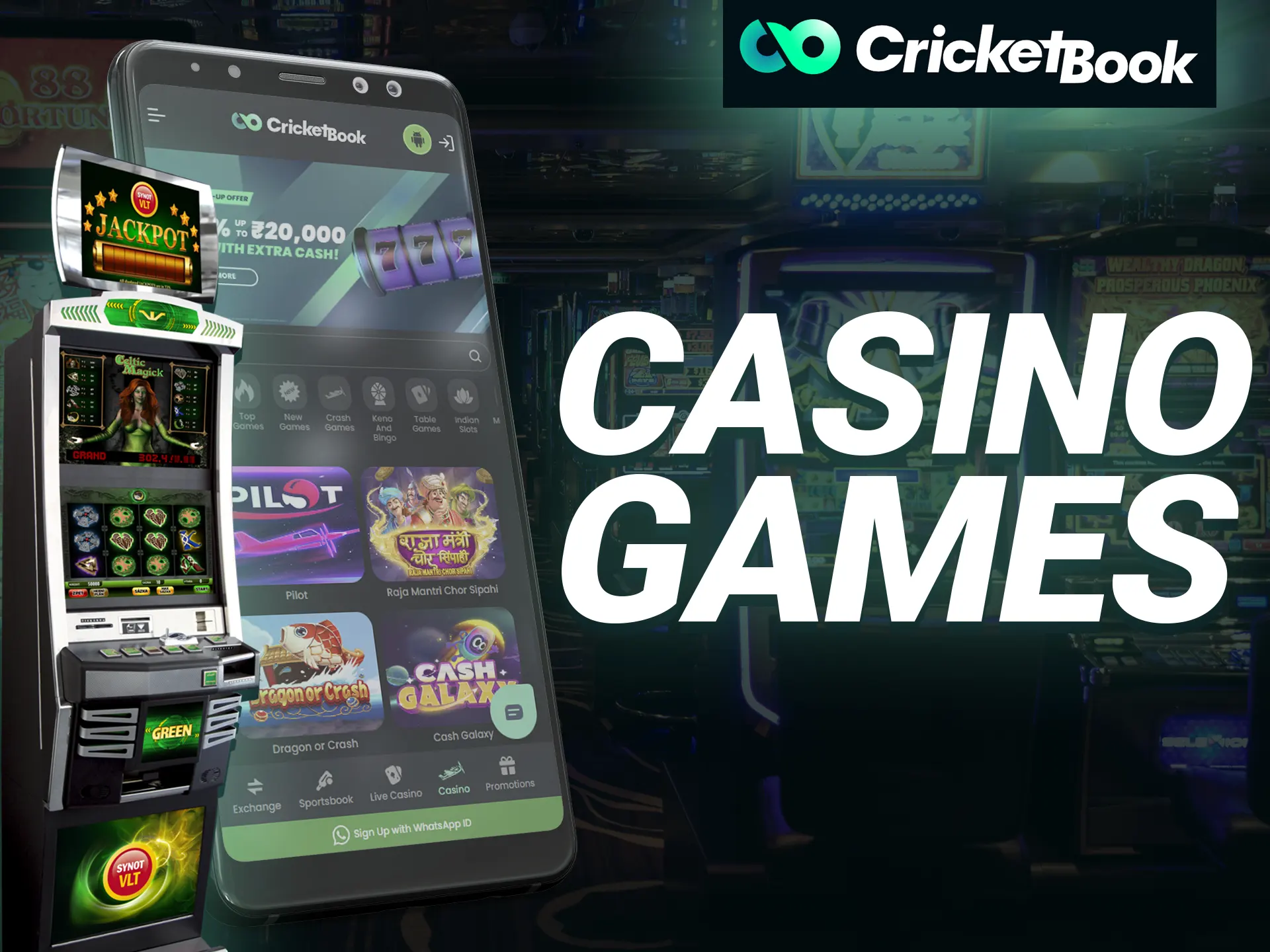 Cricketbook provides a wide range of casino games.