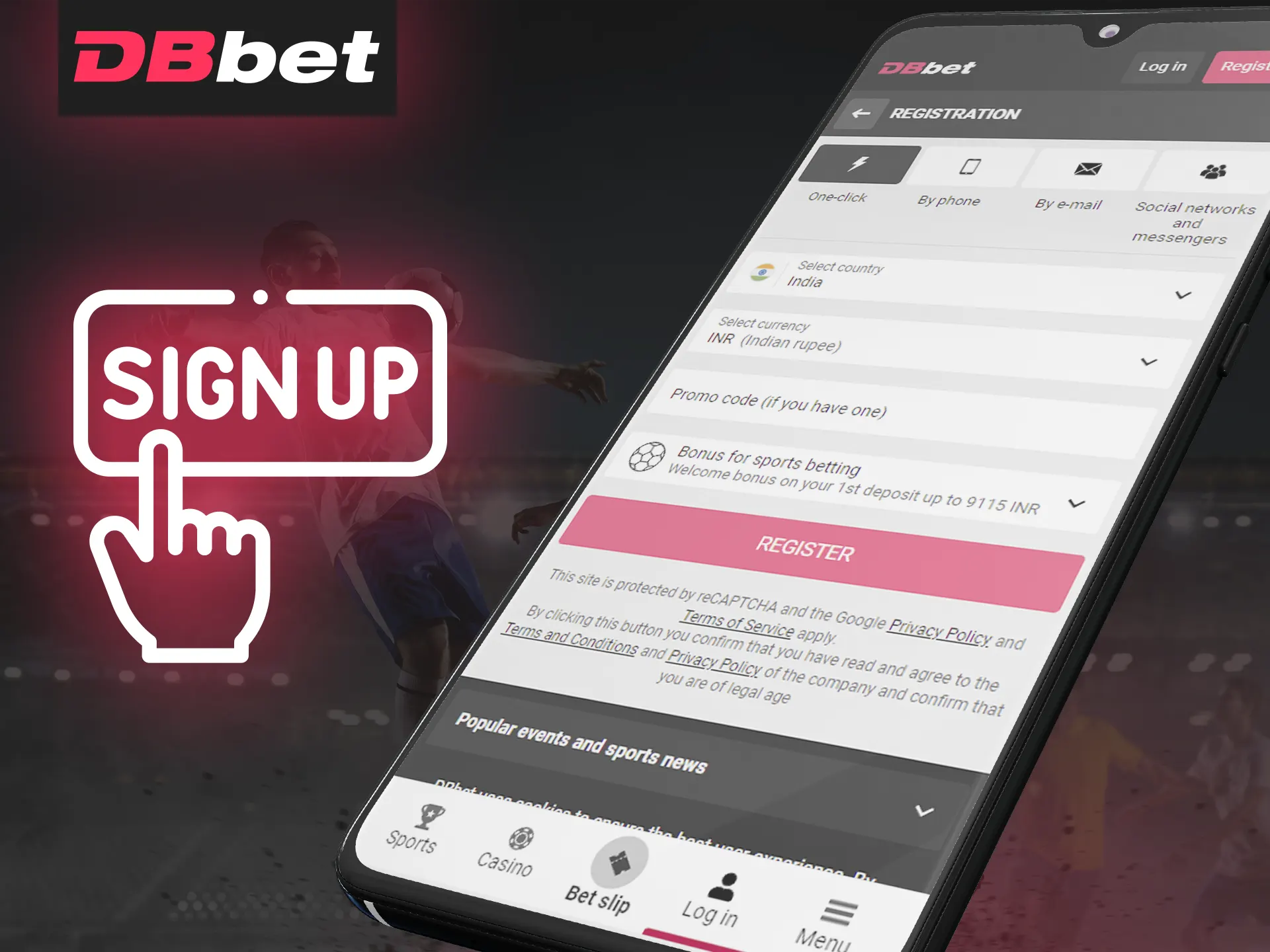Complete a simple registration on the DBBet.