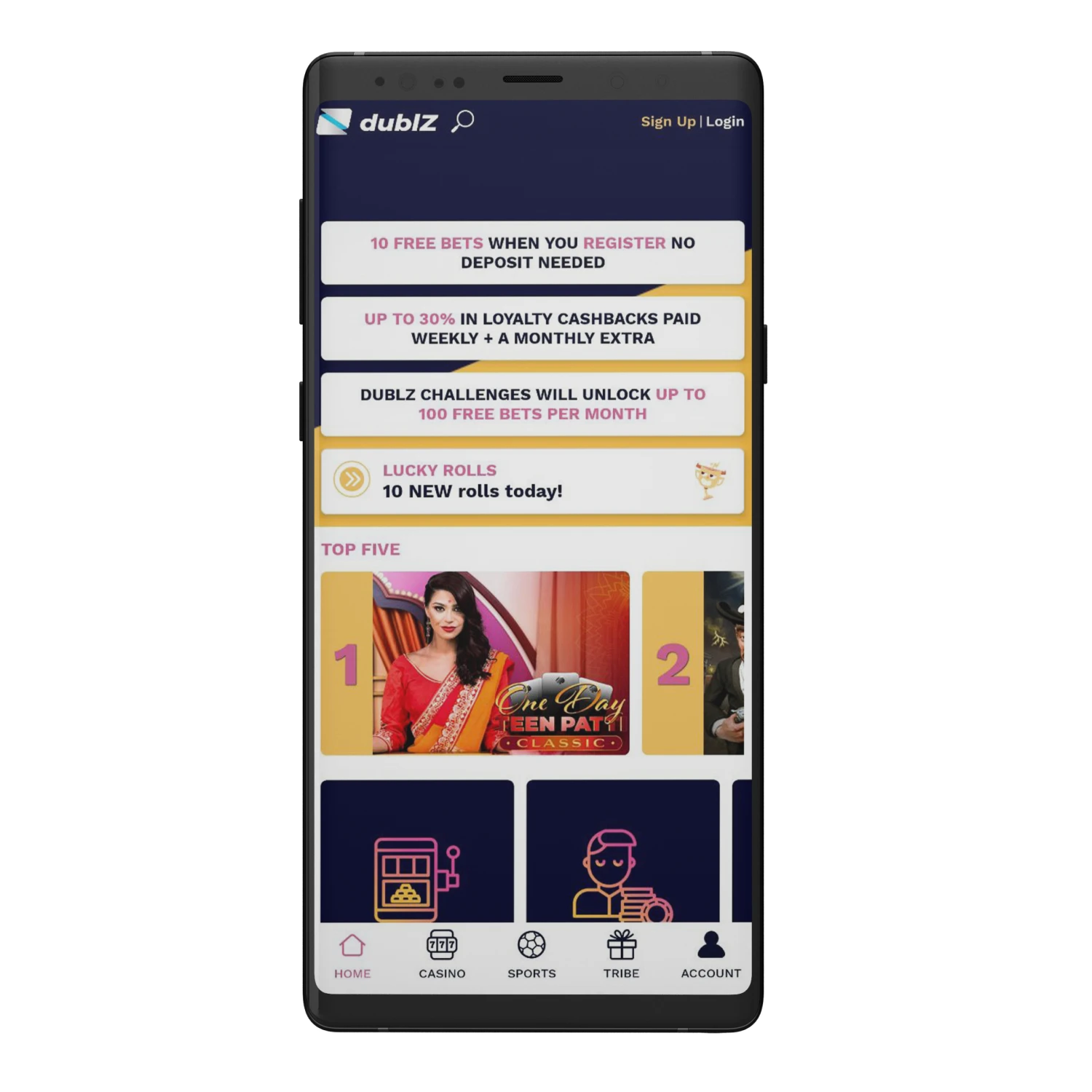 With the Dublz app, bet on sports and play in casinos.
