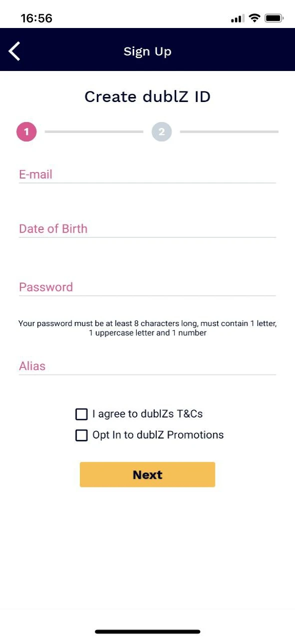 Complete a simple registration on the Dublz.