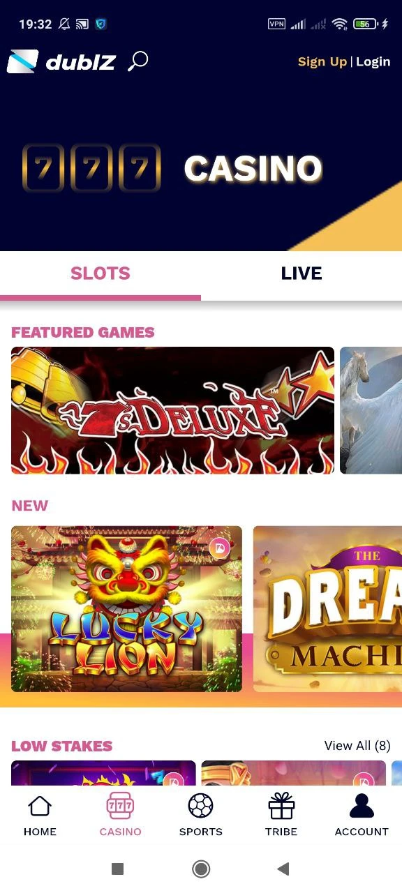 Play exciting games in the Dublz app casino.