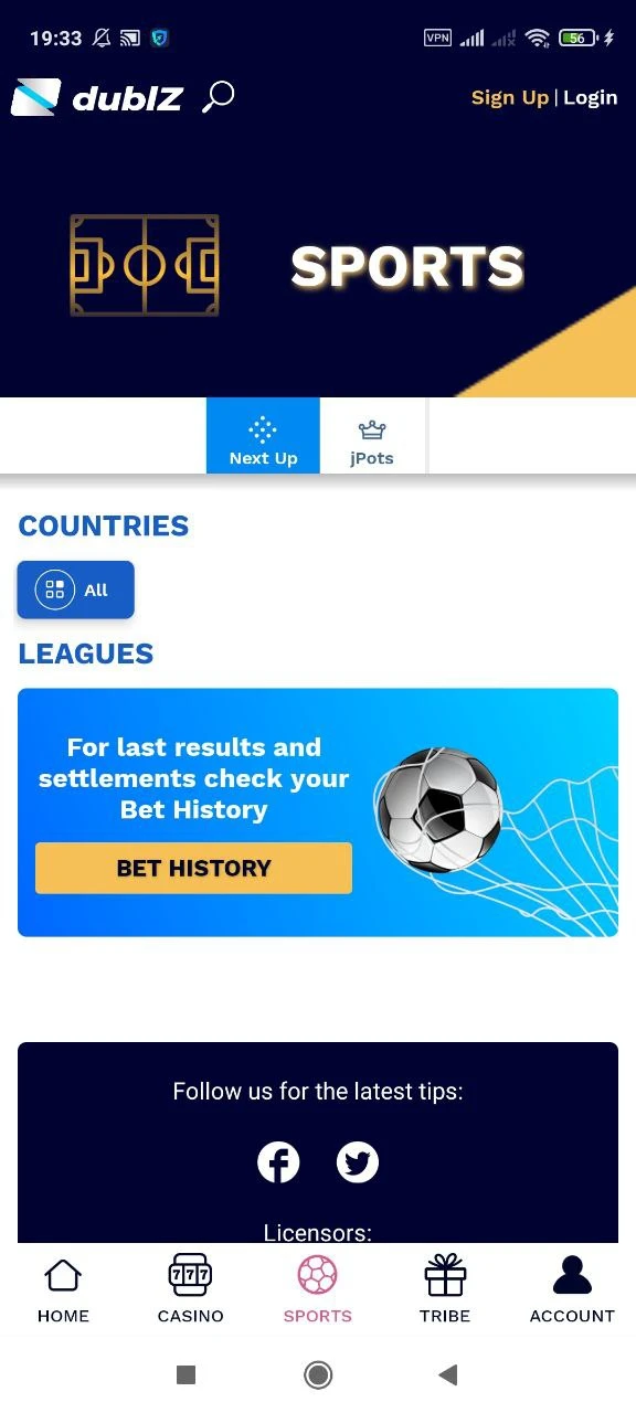 In the Dublz app, bet on sports.