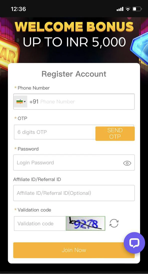 Register an account on the EKbet mobile app.
