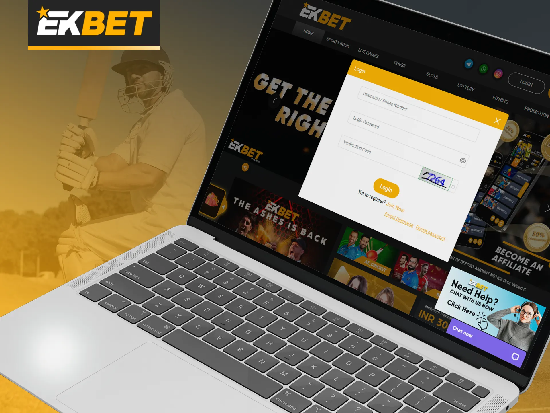 You can log in to your EKbet account either from your personal computer or mobile device.