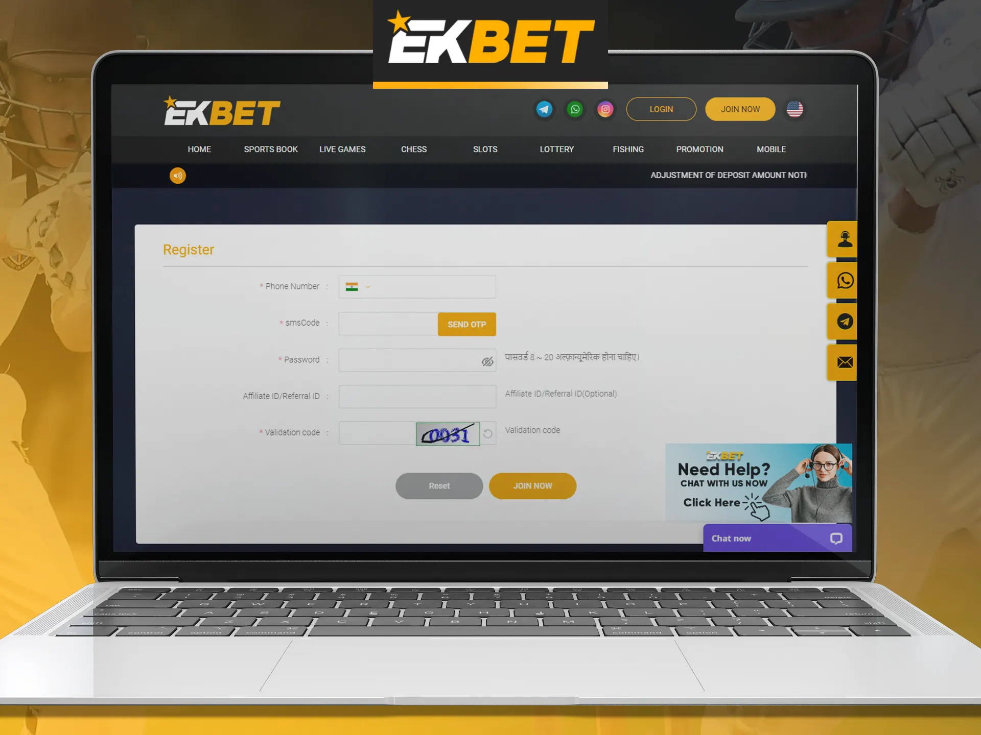 Signing up for EKbet is quick and easy.