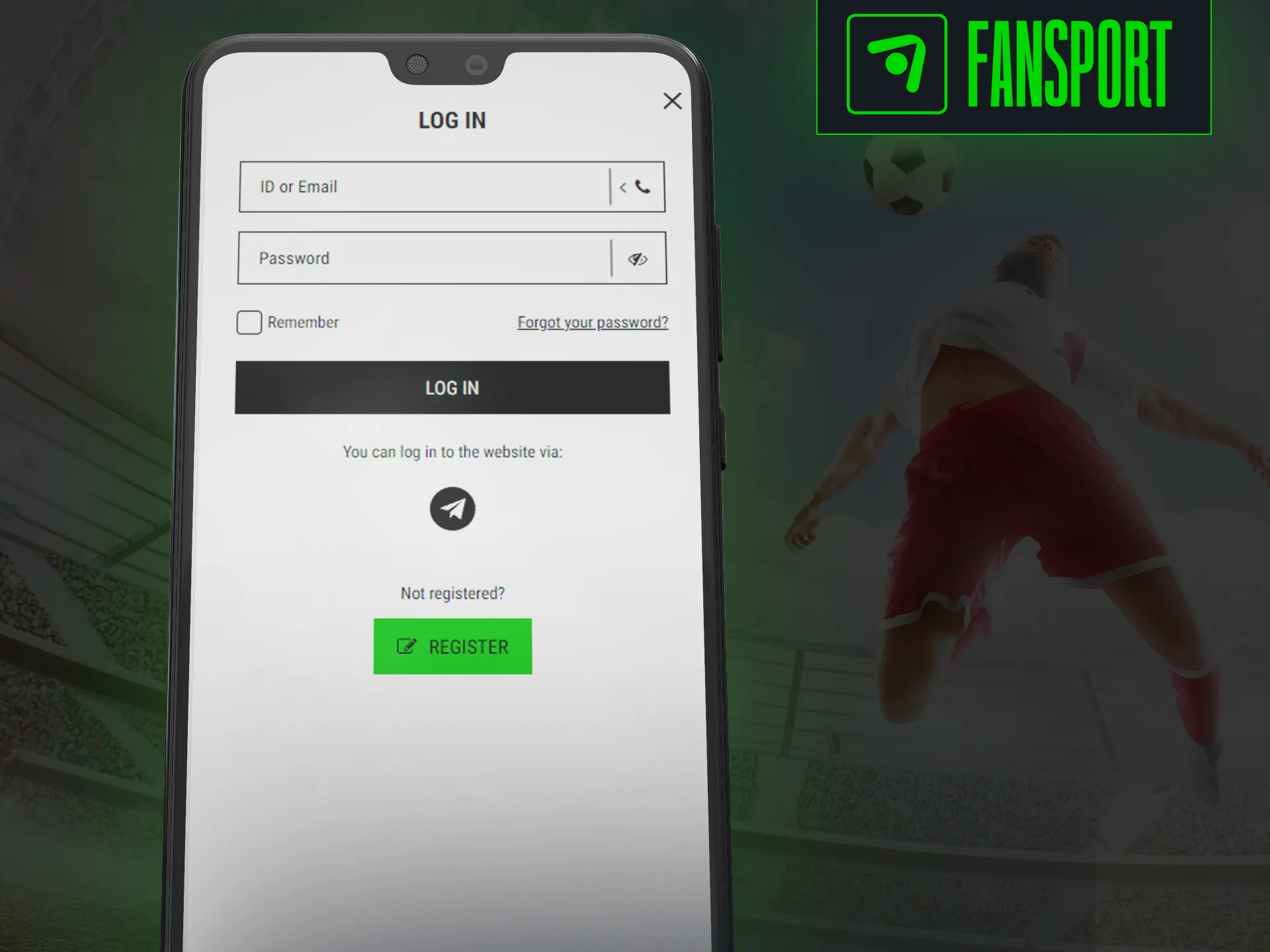 Log in to your Fansport account from your mobile device.